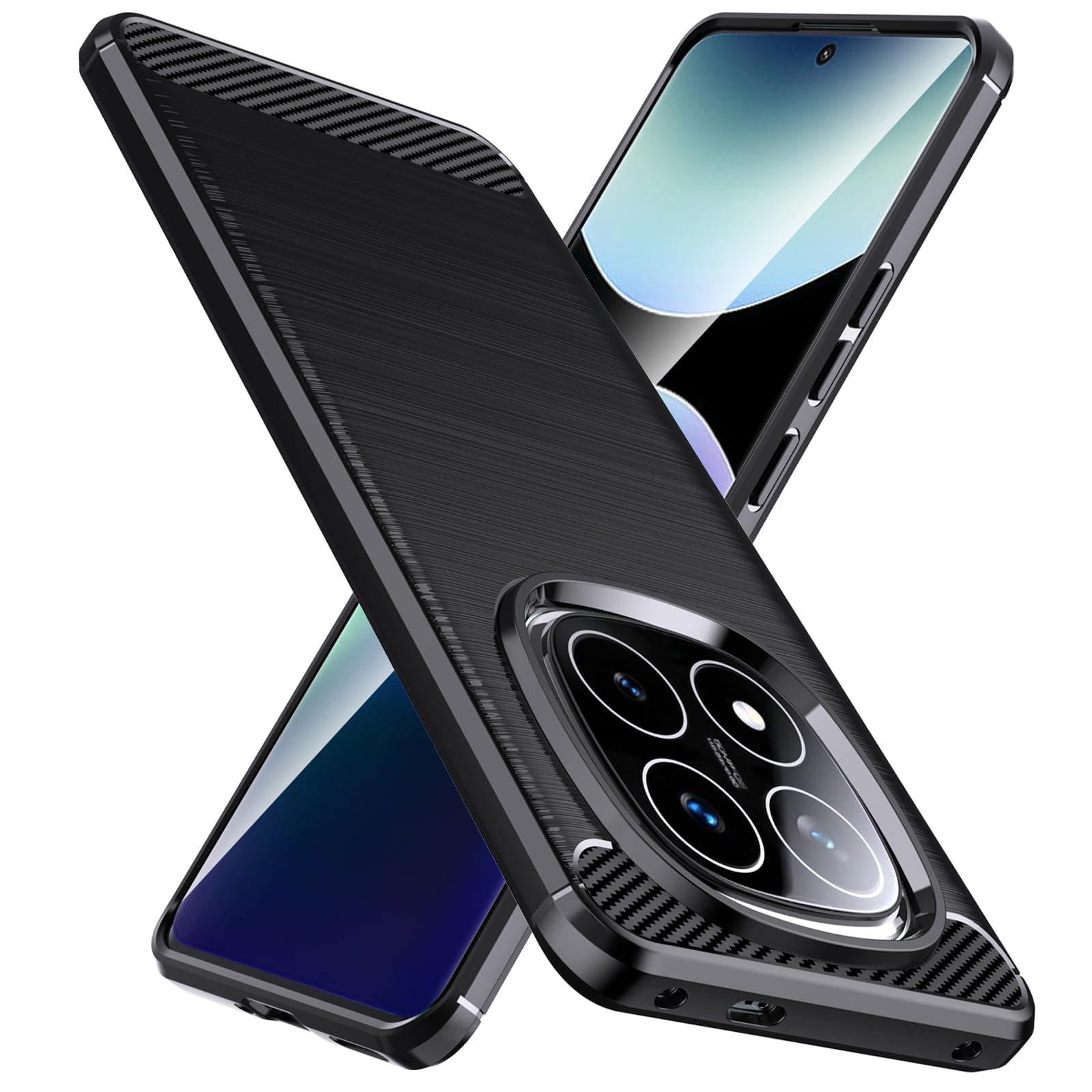 Case for Xiaomi Redmi Note 14 Pro+ 5G,Military-Grade Shockproof Redmi Note 14 Pro+ Phone Case,[Carbon Fiber Texture] Soft TPU Slim Anti-Scratch Cover Case for Redmi Note 14 Pro Plus,Black