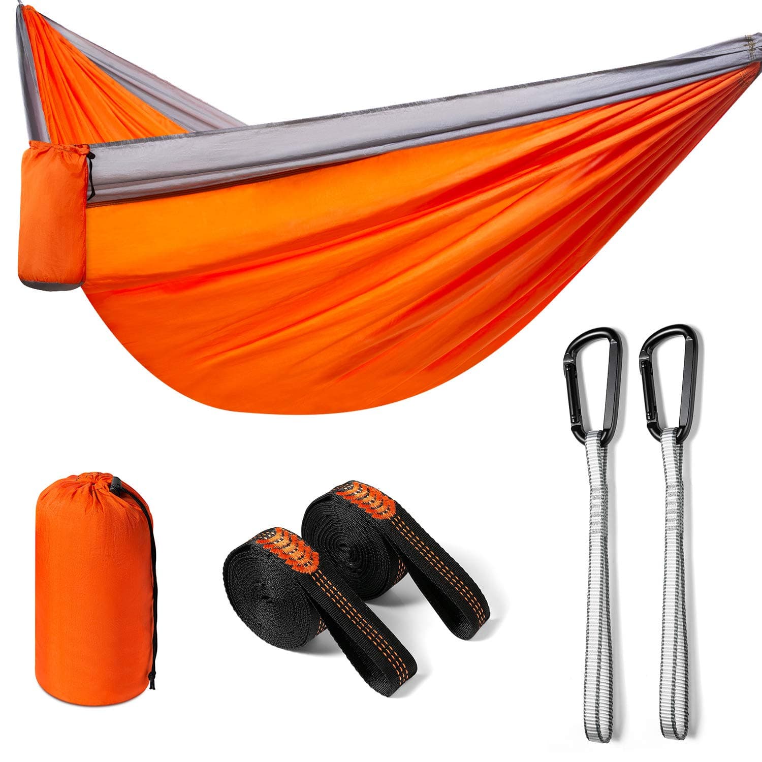 iMissiu Camping Single & Double Hammock Portable Nylon Camping Hammock Outdoors Double Hammock with Parachute Nylon Ropes and Solid Carabiners for Camping Traveling Backpacking Hiking (Style 3)