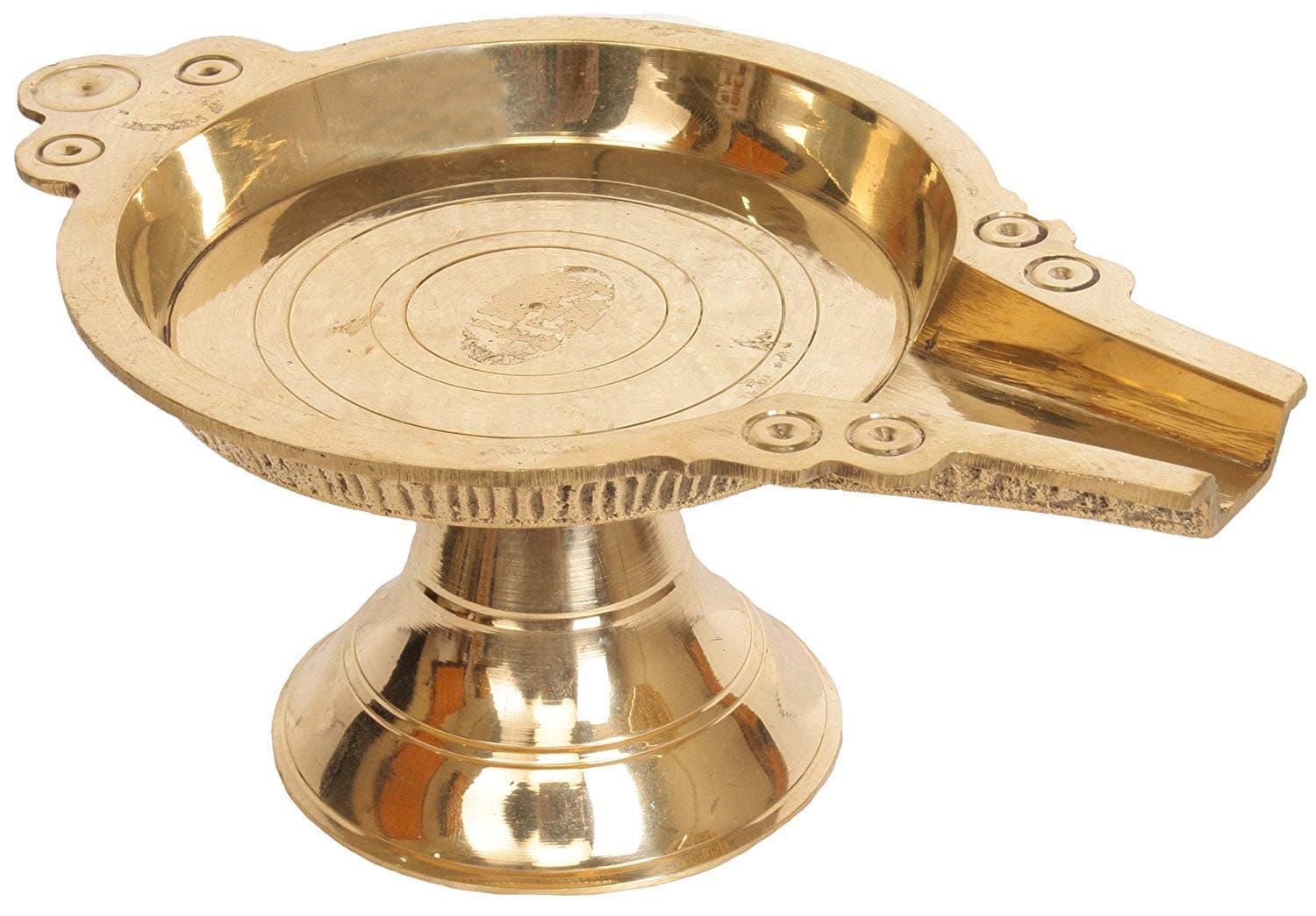 Puja N Pujari Brass Abhishek Patra Plate Tray Stand for God Idols (L X W X H 20 x 12 x 9 cm, Golden)