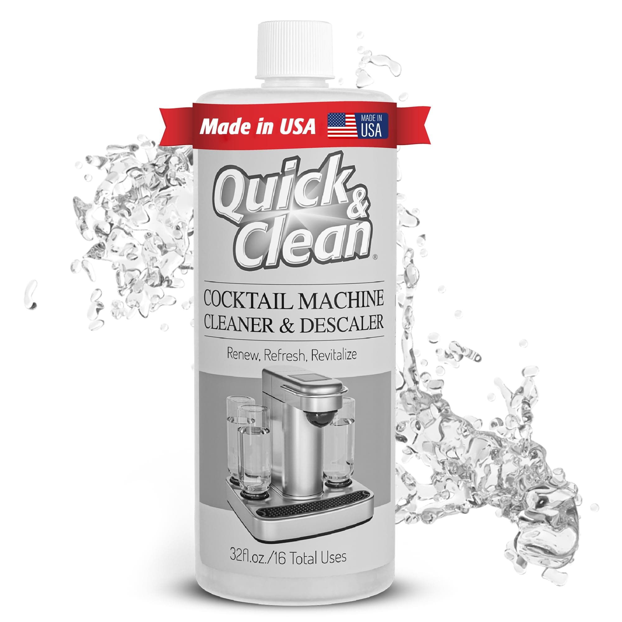 Quick & Clean Cocktail Machine Cleaner & Descaler - Made in the USA - Cleaner & Descaler for At-Home Cocktail Machines - Removes Mineral & Limescale Buildup