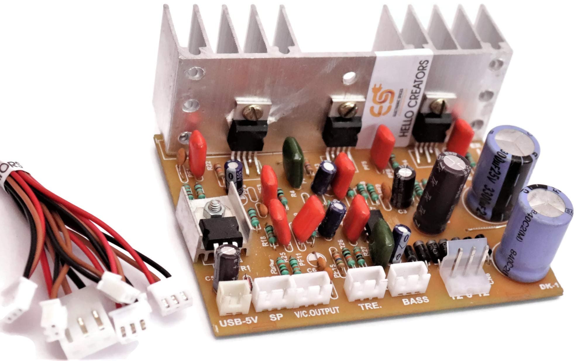 Electronic Spices 2.1 Home Theater Amplifier Board 100 watt with Bass Boost Support TDA2030 Based with inbuilt 5 Volt Regulator IC 7805