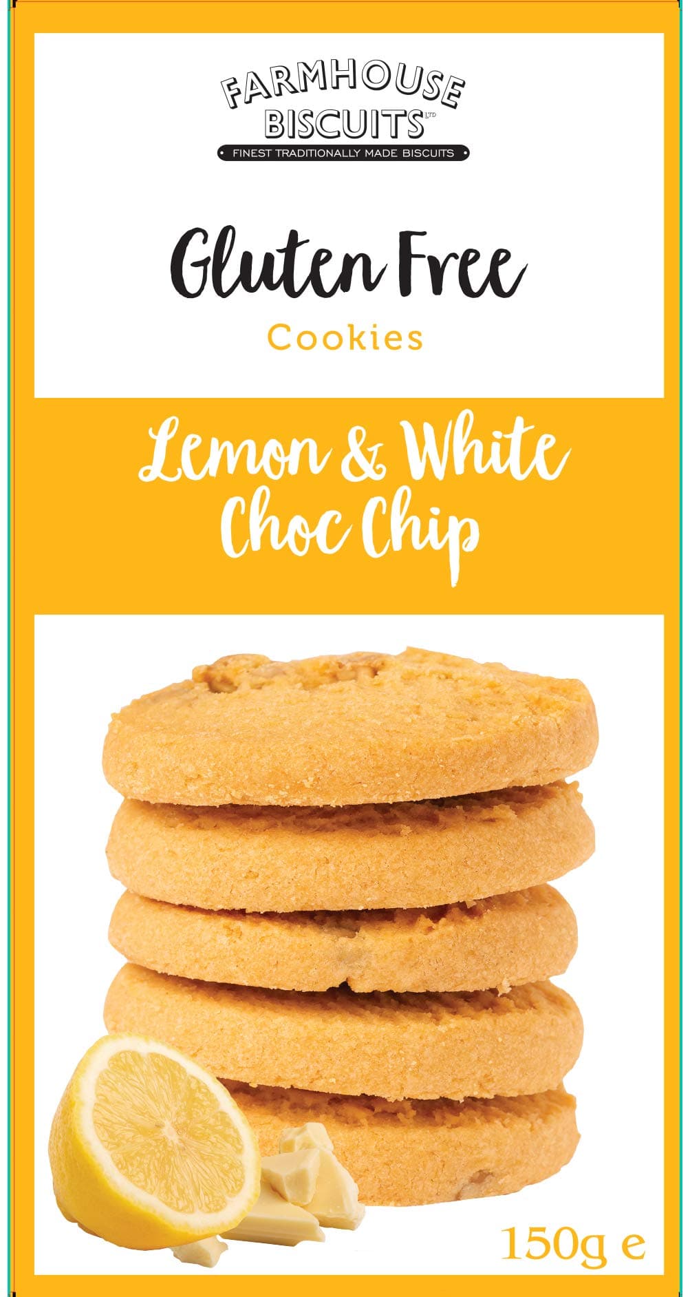 Farmhouse Biscuits - Gluten Free Lemon & White Chocolate Chip Cookies 150g (3 Pack)