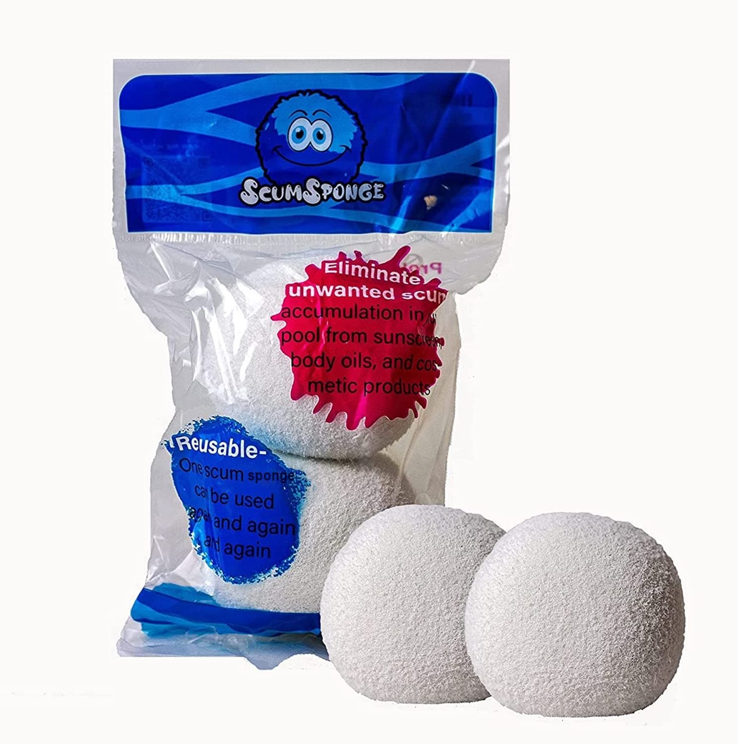 Ball for Hot Tub to Soak Up Oils, Original Oil-Absorbing Sponge, Alternative for Scumbug, Ball and Scum Star, Spa Cleaner Sponge for Swimming Pool, Jacuzzi and Hot Tubs, 2 Balls