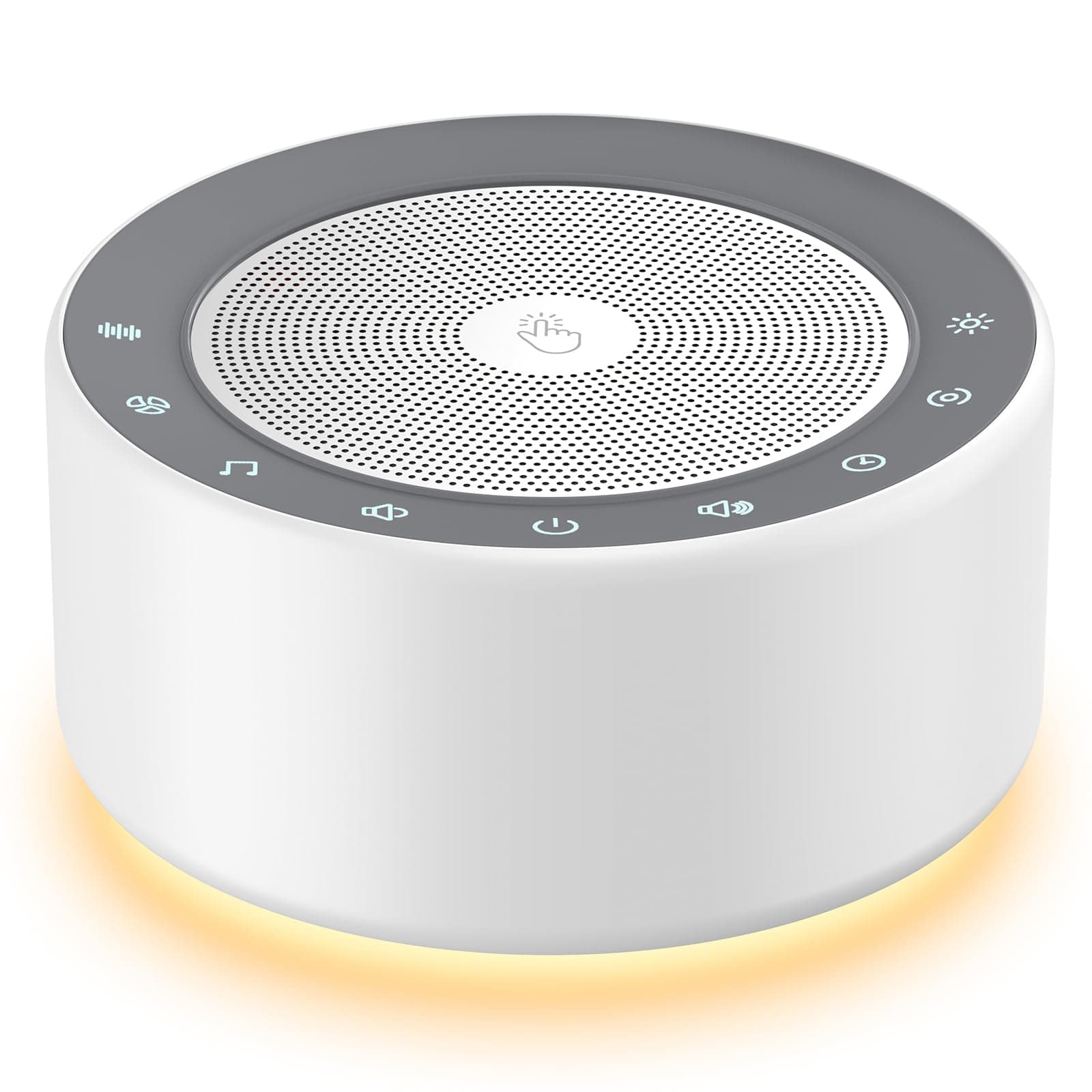 White Noise Machine with 30 High Fidelity Soundtracks, 7 Colors Night Lights, Full Touch Metal Grille and Buttons, Timer and Memory Features, Plug in, Sound Machine for Baby, Adults (White)