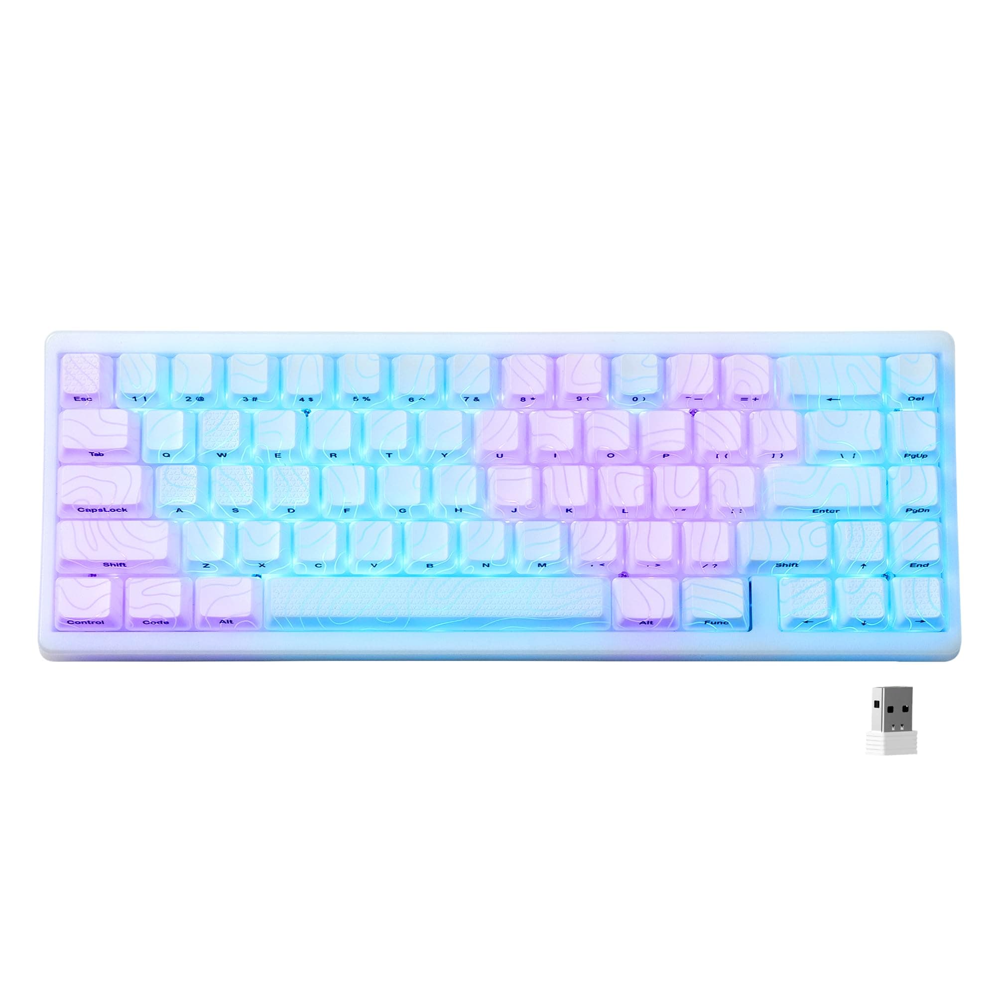 x XVX M67 Wireless 60% Percent Keyboard, QMK/VIA Topographic Gaming Keyboard, Tri-Mode Thocky Creamy Mechanical Key Board, Hot Swappable Gasket Mount RGB IMD Tech for Win/Mac(JadeStone)