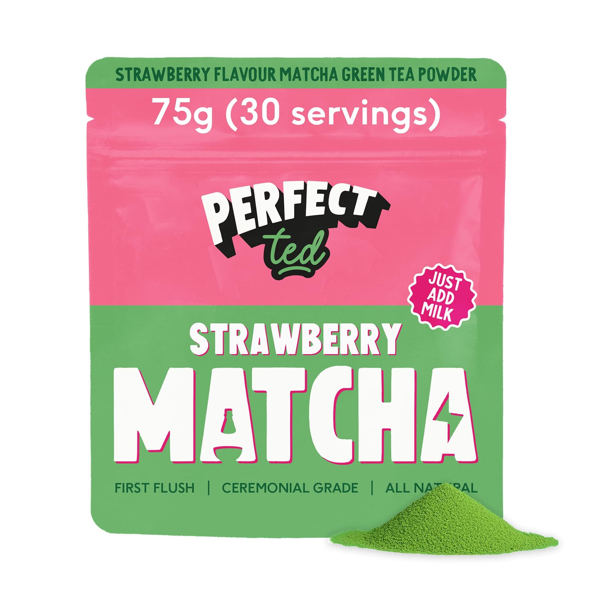 Perfect Ted Matcha | Summer Berry 75g | Ceremonial Grade Matcha Latte Powder | Japanese Matcha Tea Powder | Matcha Fuel (30 Servings)