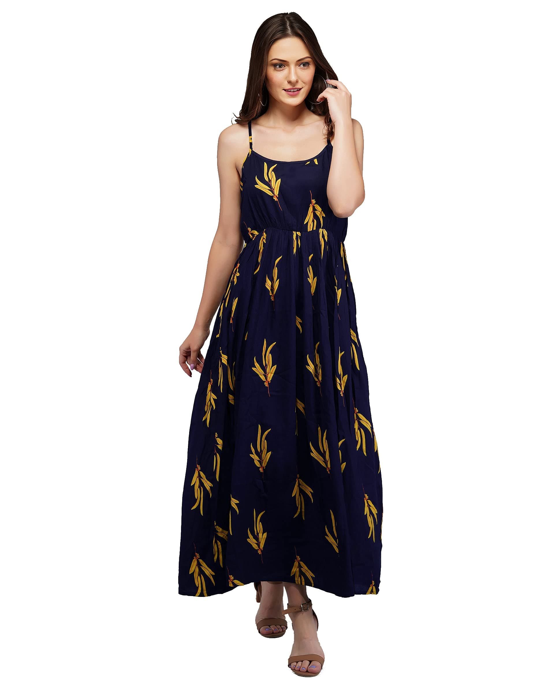 METRO-FASHION Women's Fit and Flare Maxi Dress