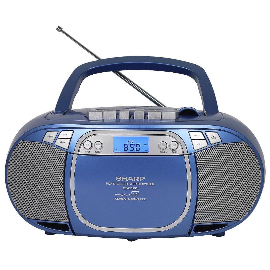 Sharp QT-CD290(BL) ããŒã¿ãã«CD MP3ã«ã»ããããŒã ããã¯ã¹ AM/FMã¹ãã¬ãªãšAUXå
¥åä»ãããã«ãŒ