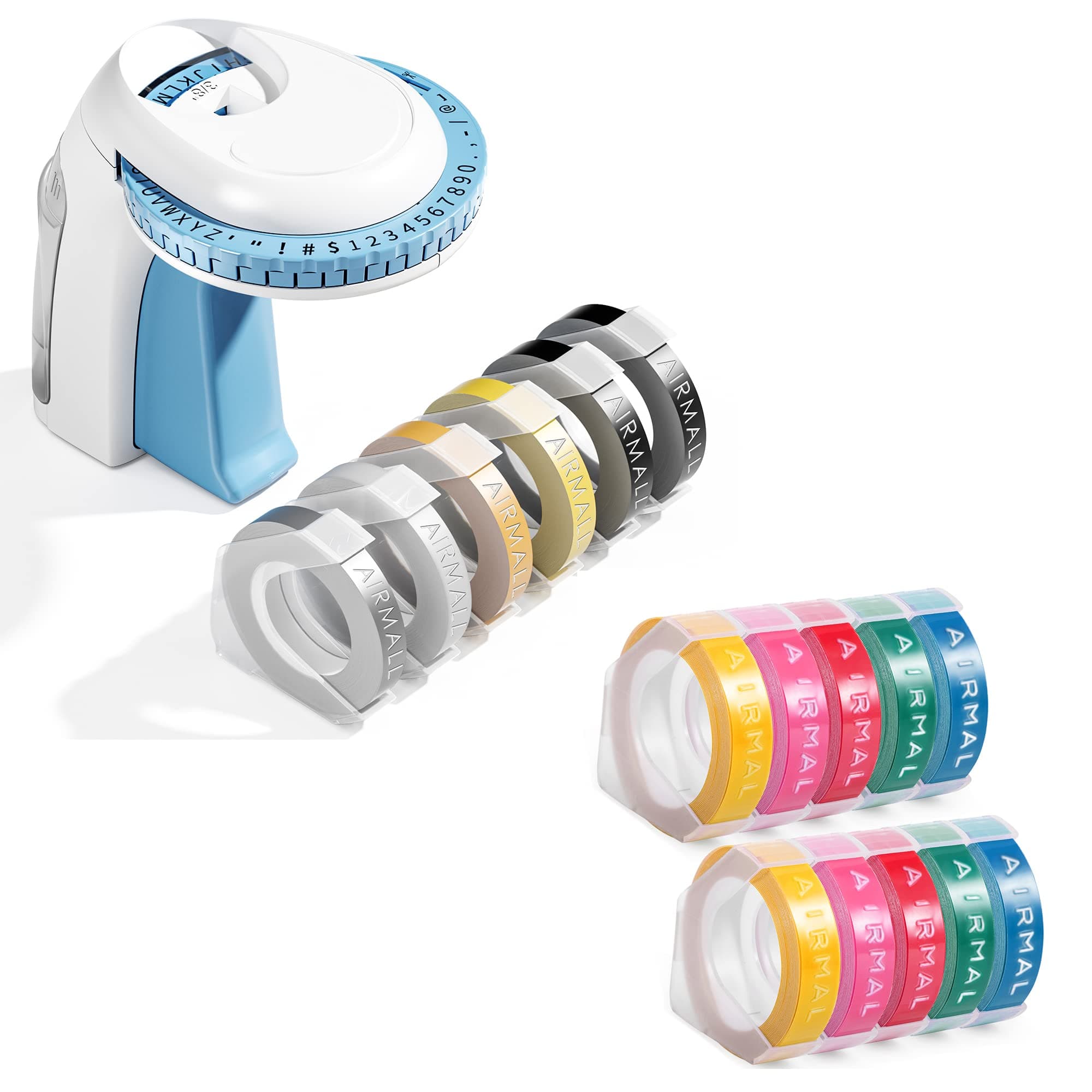 Airmall Omega S Embossing Label Maker, Embossing Label Maker Machine,3D Handheld Label Maker Embossing,Portable Label Makers with 16 Color Rolls for Home School Kitchen