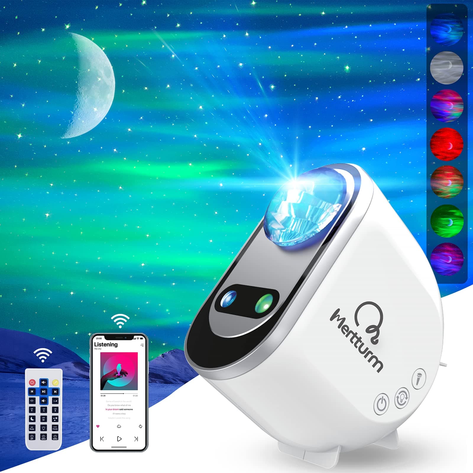 Galaxy Aurora Projector, 3 in 1 LED Northern Lights Star Projector, 6 White Noise Starry Moon Light with Bluetooth Speaker for Adult Kids Gift, Bedroom, Room Decor Gift