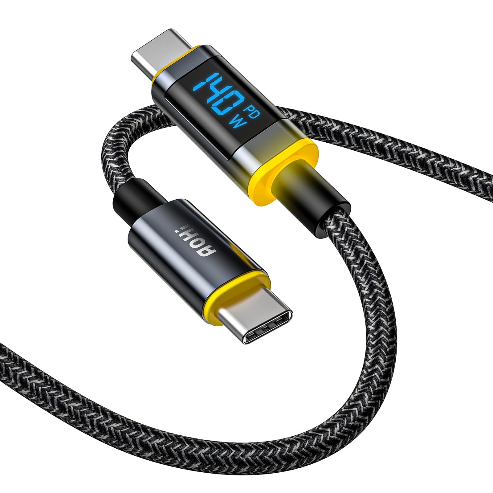 140W USB C to USB C Cable with Display, Magline USB C Cable Nylon 4ft Type C Fast Charging Cable Cord Compatible with iPhone 17 Pro Max, Galaxy, MacBook Pro/Air, iPad Pro/Air, Pixel and More