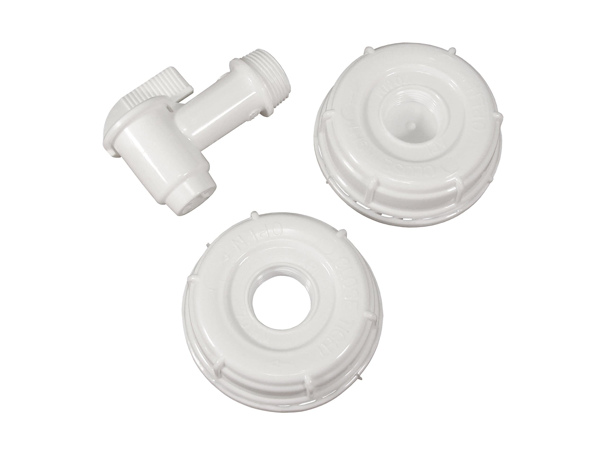 Samson Stackers (ONLY) Accessory Kit for 5 and 6 Gallon - (1) 3/4" NPT Spigot and (2) 70mm gasketed caps (one pre-Perforated for use with Spigot)