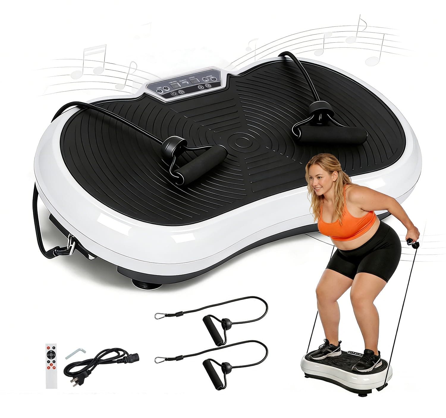 SUPER DEAL Pro Vibration Plate Exercise Machine - Whole Body Workout Vibration Fitness Platform Fit Massage Workout Trainer w/Loop Bands + Bluetooth + Remote, 99 Levels