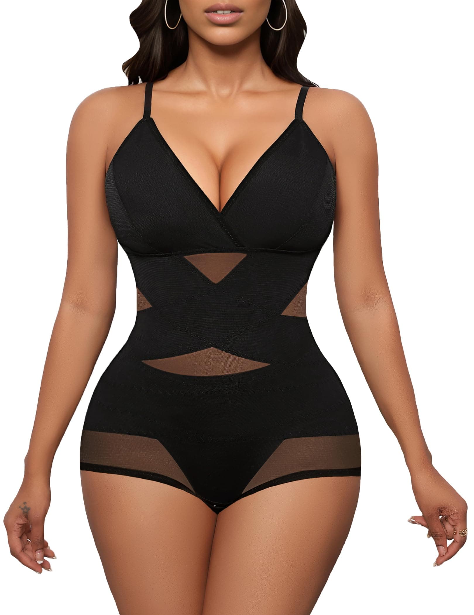 Shapewear Bodysuit for Women Body Shaper Tummy Control Shapewear Plus Size Body Suits with Snap Crotch