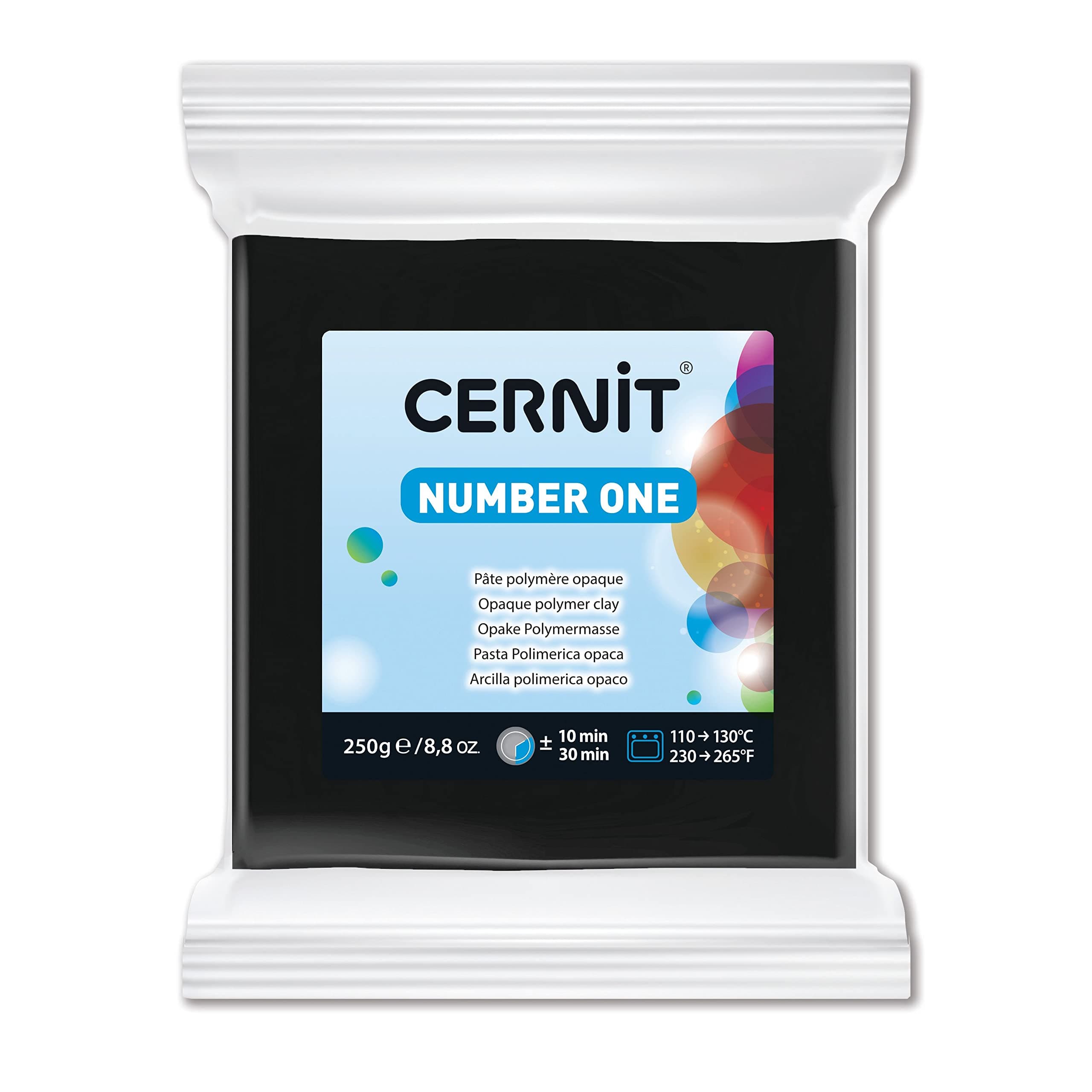 Cernit Polymer Clay - Number One Series - 250 Grams Block - Made in Belgium (Black)