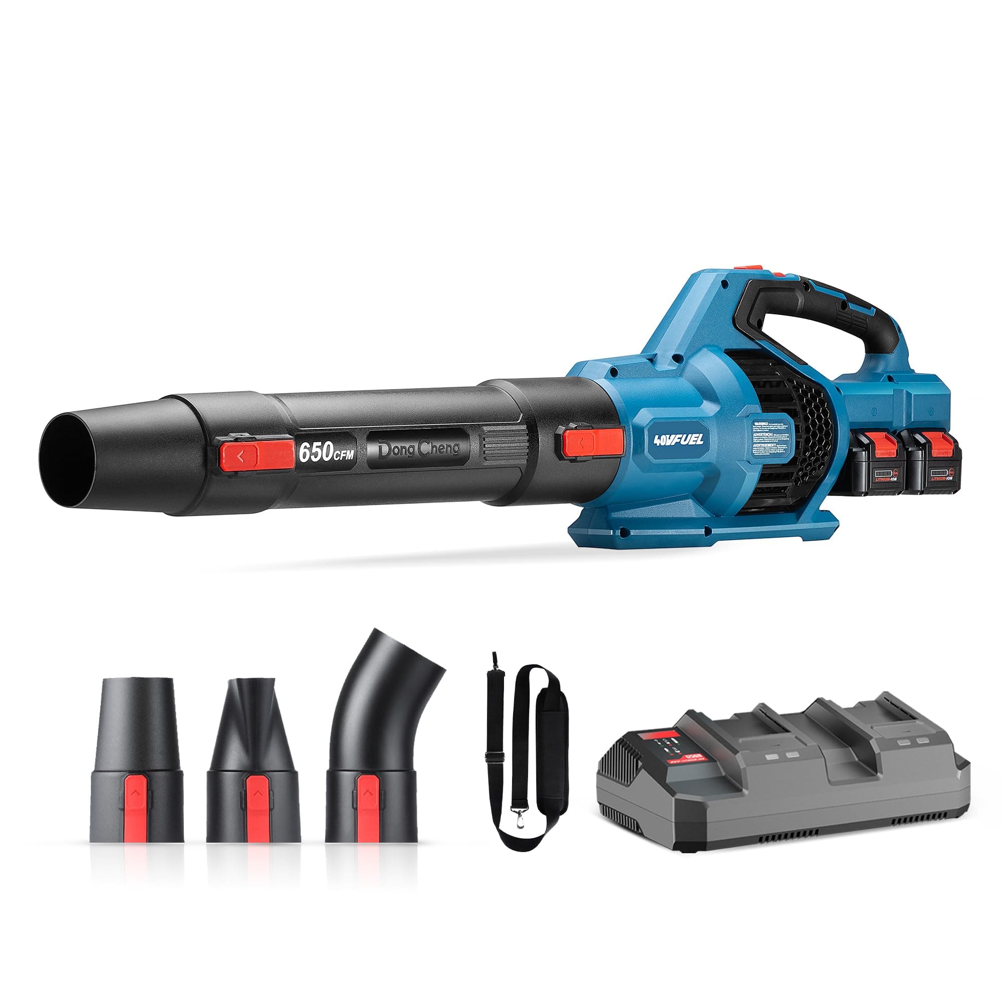- Dong Cheng Brushless Cordless Leaf Blower, 40V Battery Powered Blower with 2 * 4.0Ah Batteries & Charger, 650 CFM High-Efficiency Blower for Sidewalks, Driveways, Town Care, Blowing Leaves and Snow