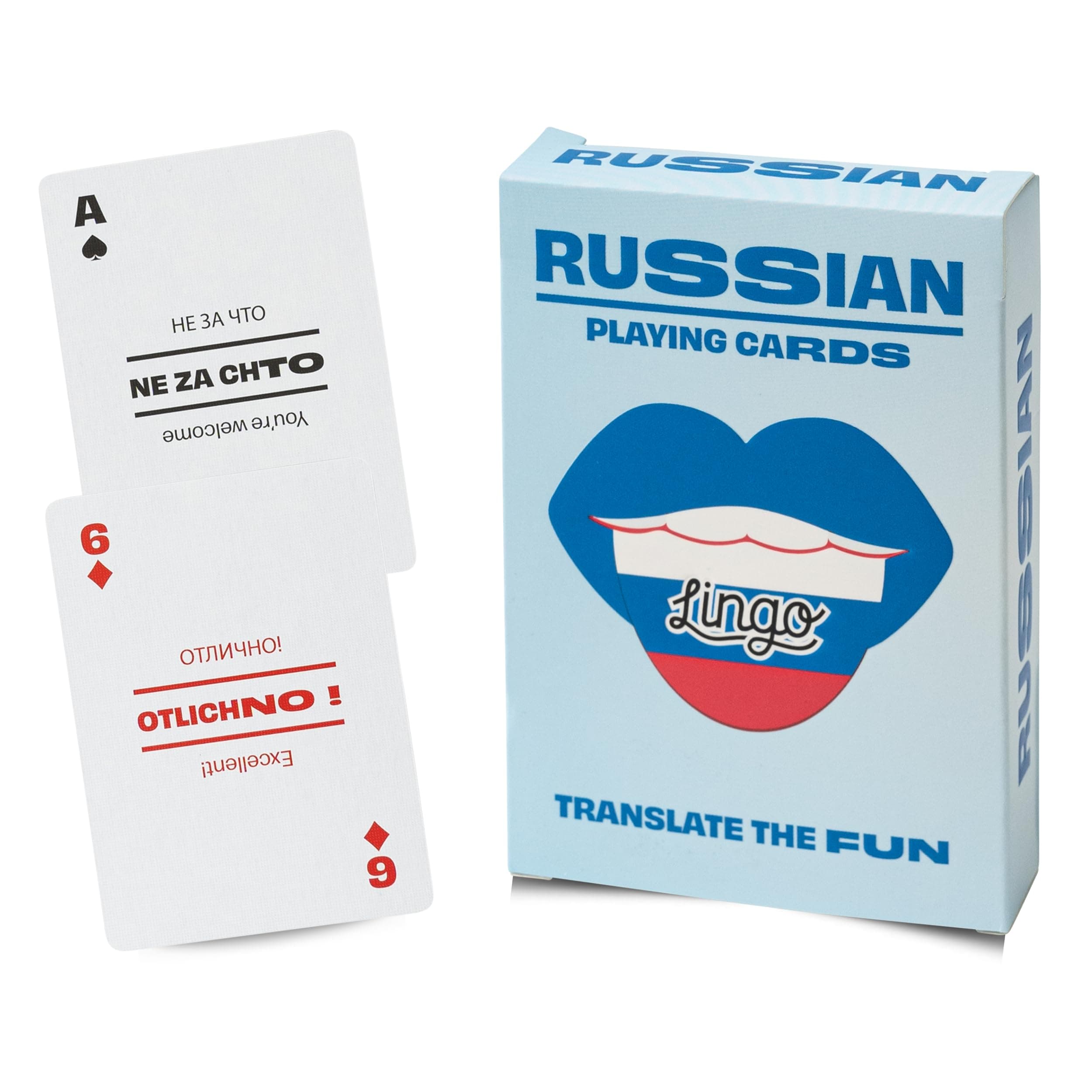 Russian Lingo Playing Cards | Travel Flashcards | Learn Russian Vocabulary in A Fun & Easy Way | 52 Essential Translations