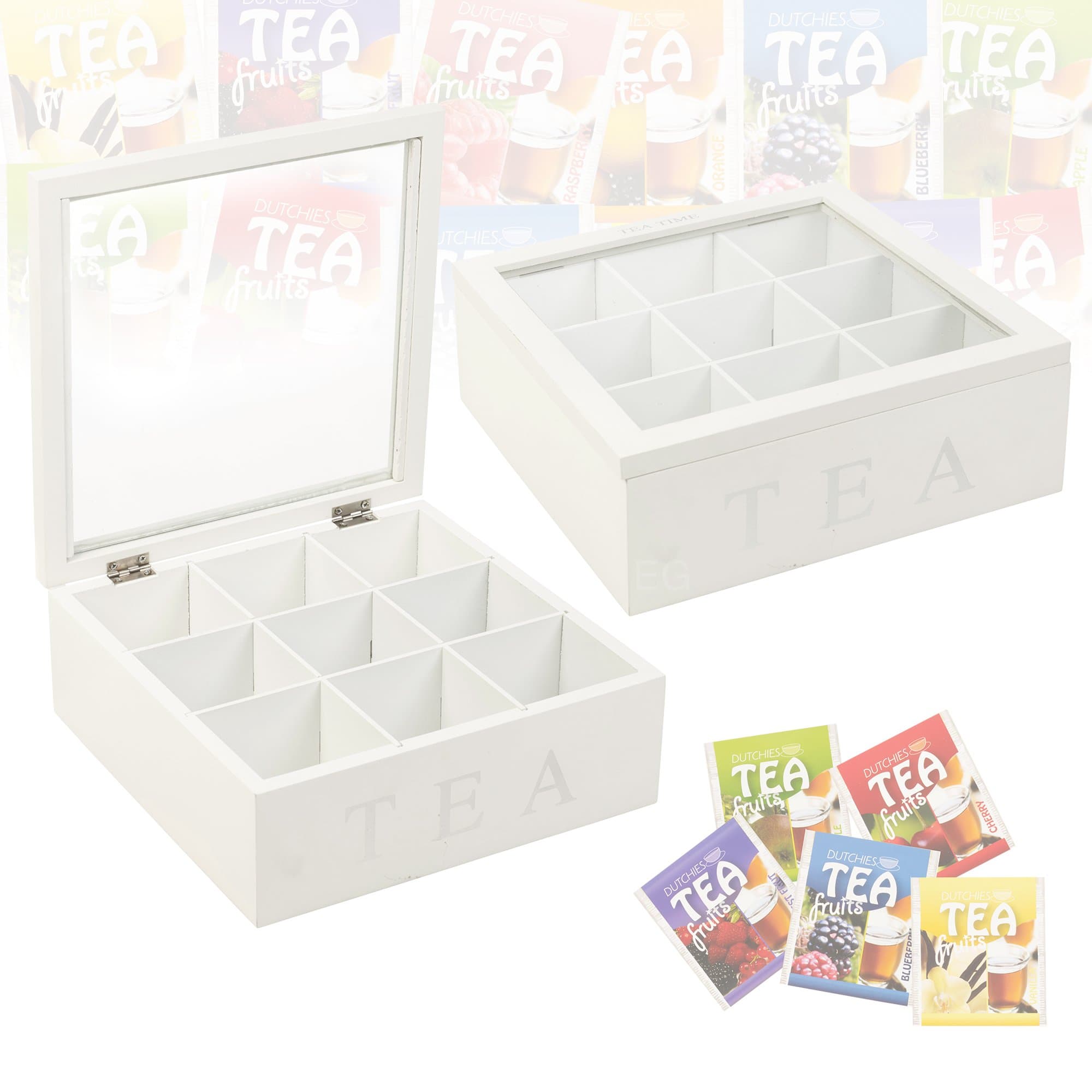 EGT White Tea Box Mdf With 9 Compartments