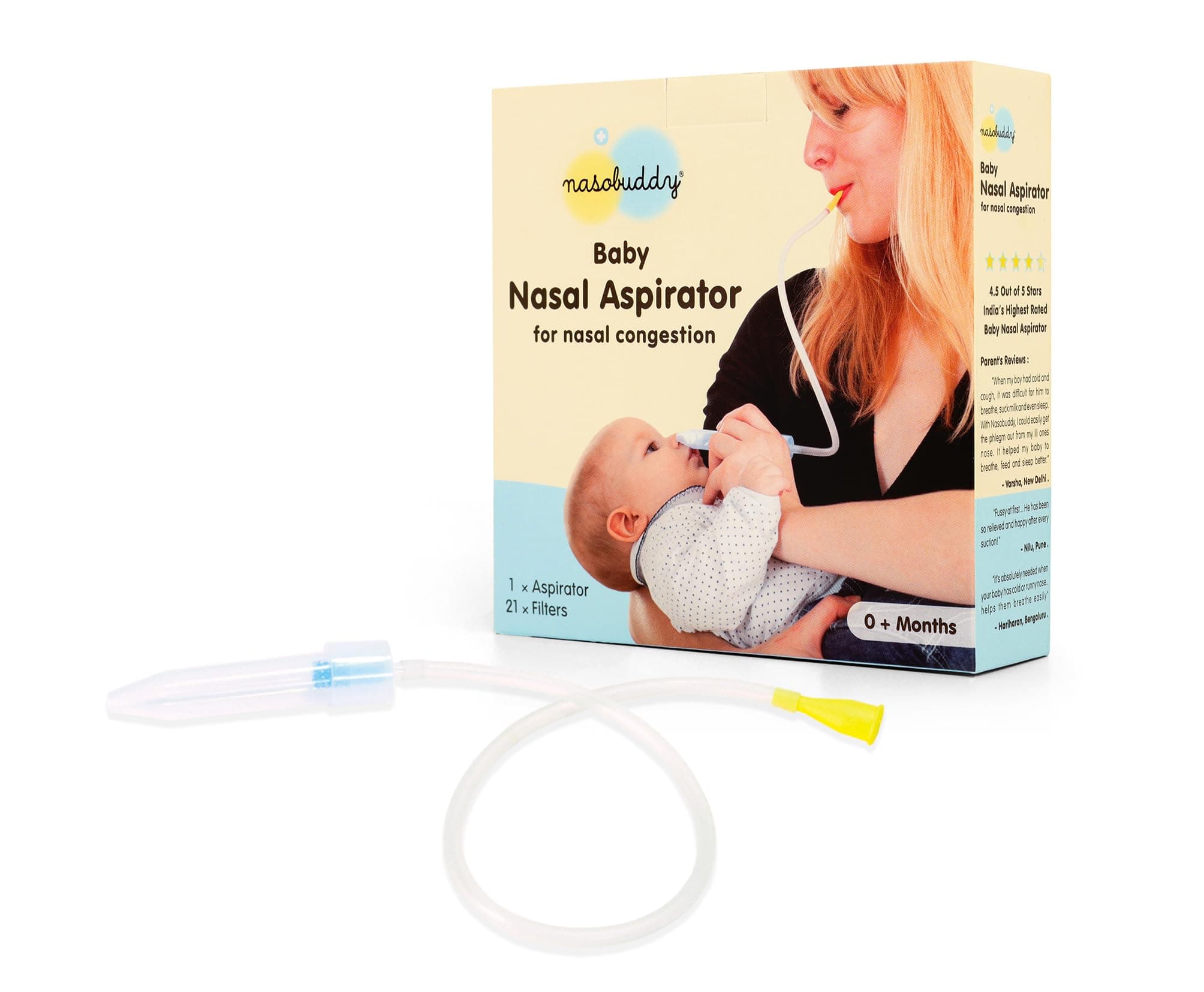 Baby Nasal Aspirator 0-5 Years The Snotsucker Cold Relief (Yellow)