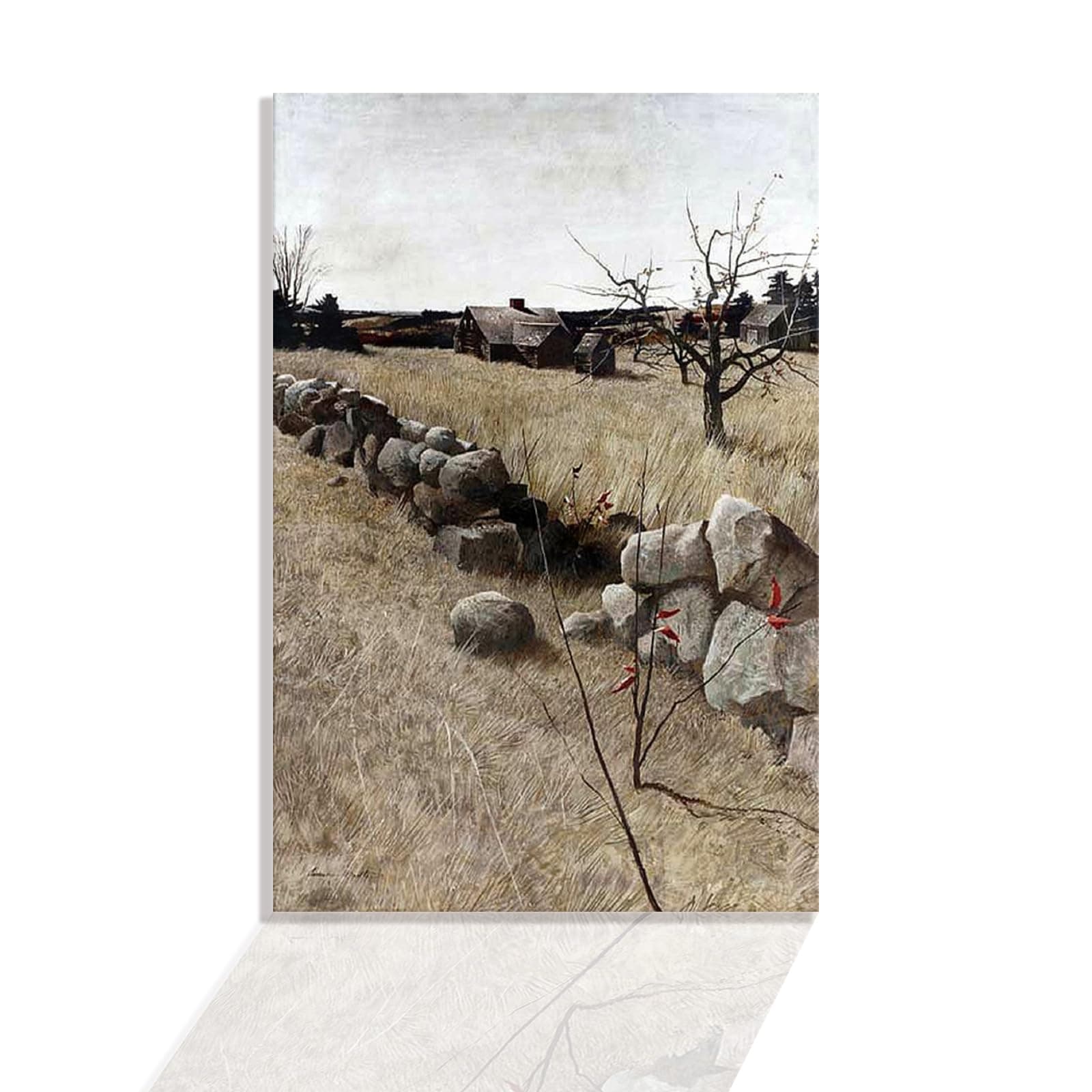 Andrew Wyeth The Stone Fence Poster Prints - Ruined Country House Canvas Wall Art for Wall Decor (Unframed-Mode,12x18inch)