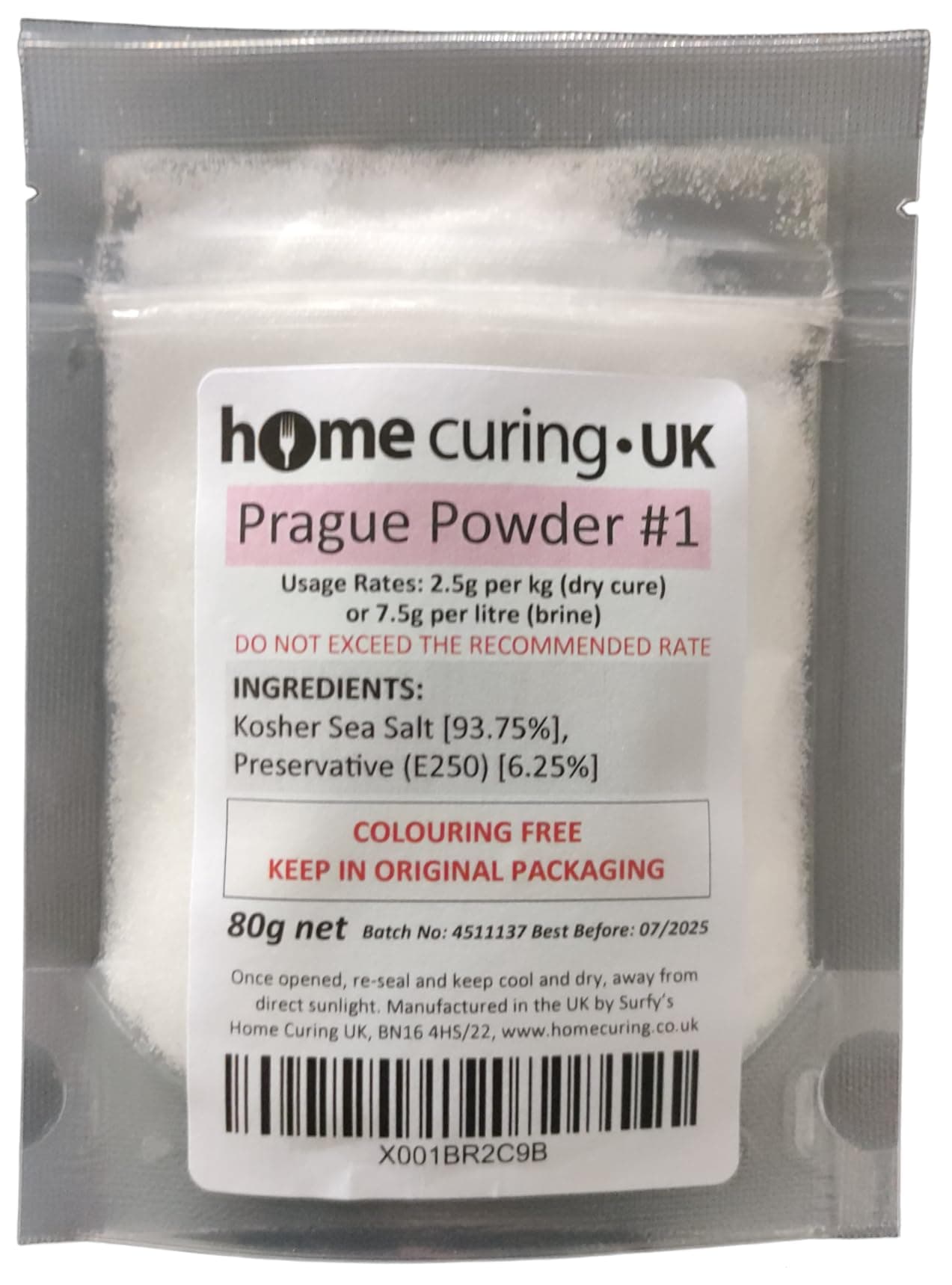Surfy's Prague Powder #1 Instacure No.1 Pink Curing Salt (80g) - Colouring Free