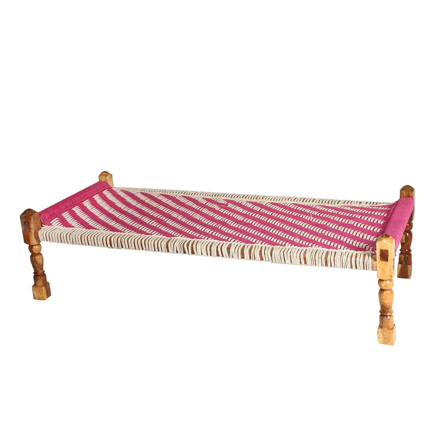 Reme Hand Knitted Wooden Single Size Cot- Charpai