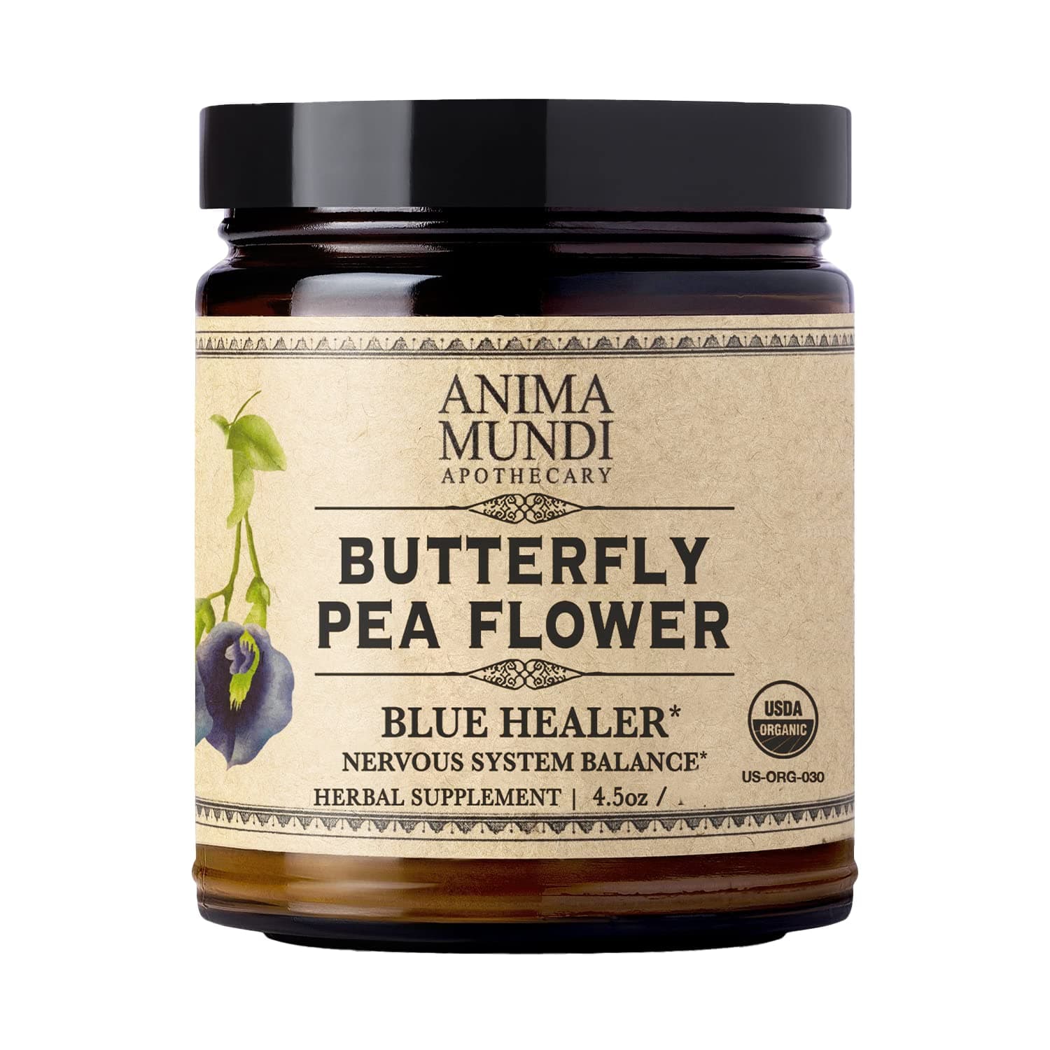 Anima Mundi Apothecary Butterfly Pea Flower Powder - Blue Healer - Use As an Organic Food Coloring or to Make Blue Butterfly Pea Flower Tea - May Support Healthy Skin & Nails (4.5 oz)