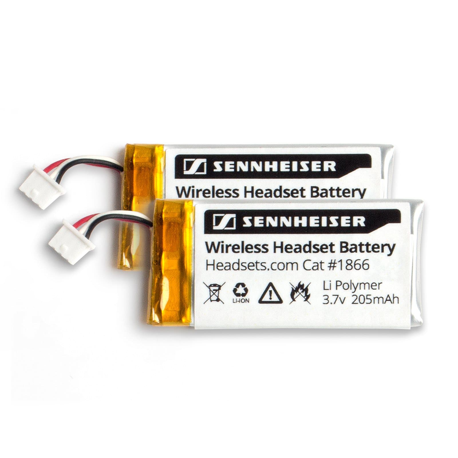 Sennheiser Genuine Replacement Rechargeable Battery for OfficeRunner Wireless Headset DW Office DW Pro1 DW Pro2 SD Office SD Pro1 SD Pro2 MB Pro series Li Polymer 205mAh (2 Pack)