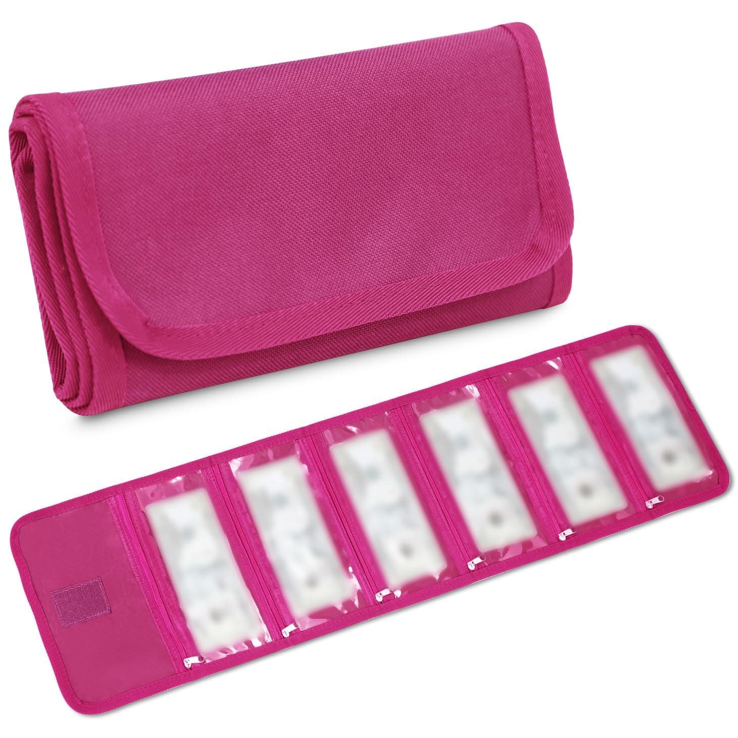 VOCHIC Money Wallet, Money Organizer for Cash with 6 Zippered Pocket Multipack Money Pouch, Cash Bill Organizer, Money Bag Small Travel Money Holder for Budgeting, Receipt and Tips