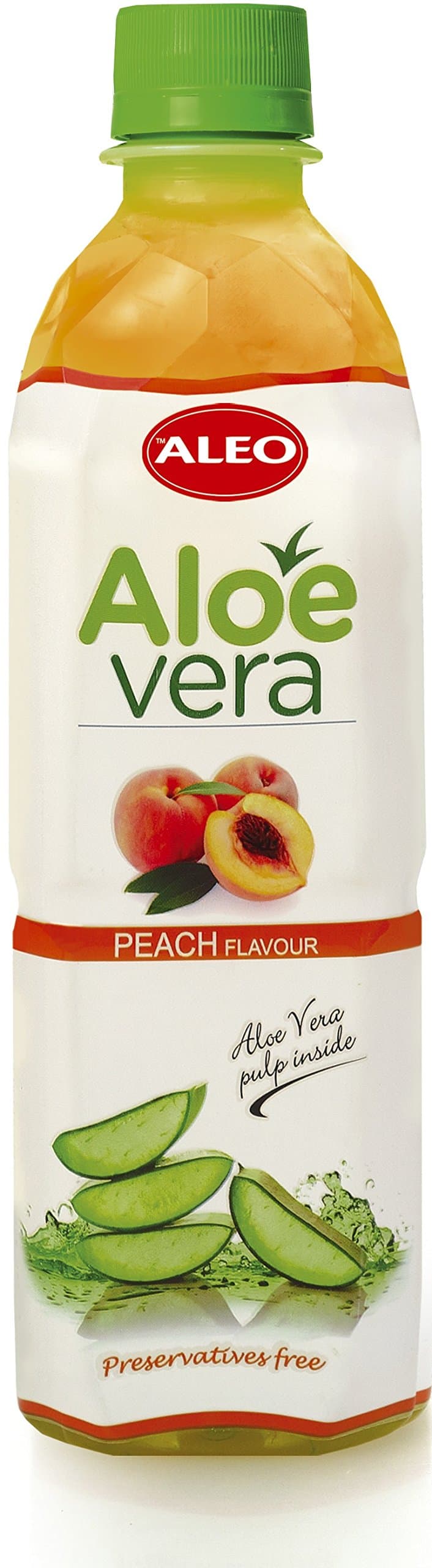 ALEO Peach Flavour Aloe Vera Drink, 500 ml, Pack of 24