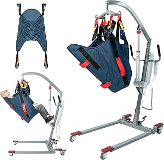 Electric Patient Lift, 440lbs Electric Patient Lift with MOTECK Motor&Adjustable Base, Body Transfer Lift w/IPX6 Waterproof, Perfect for Home Care, Patient Transport, and Mobility