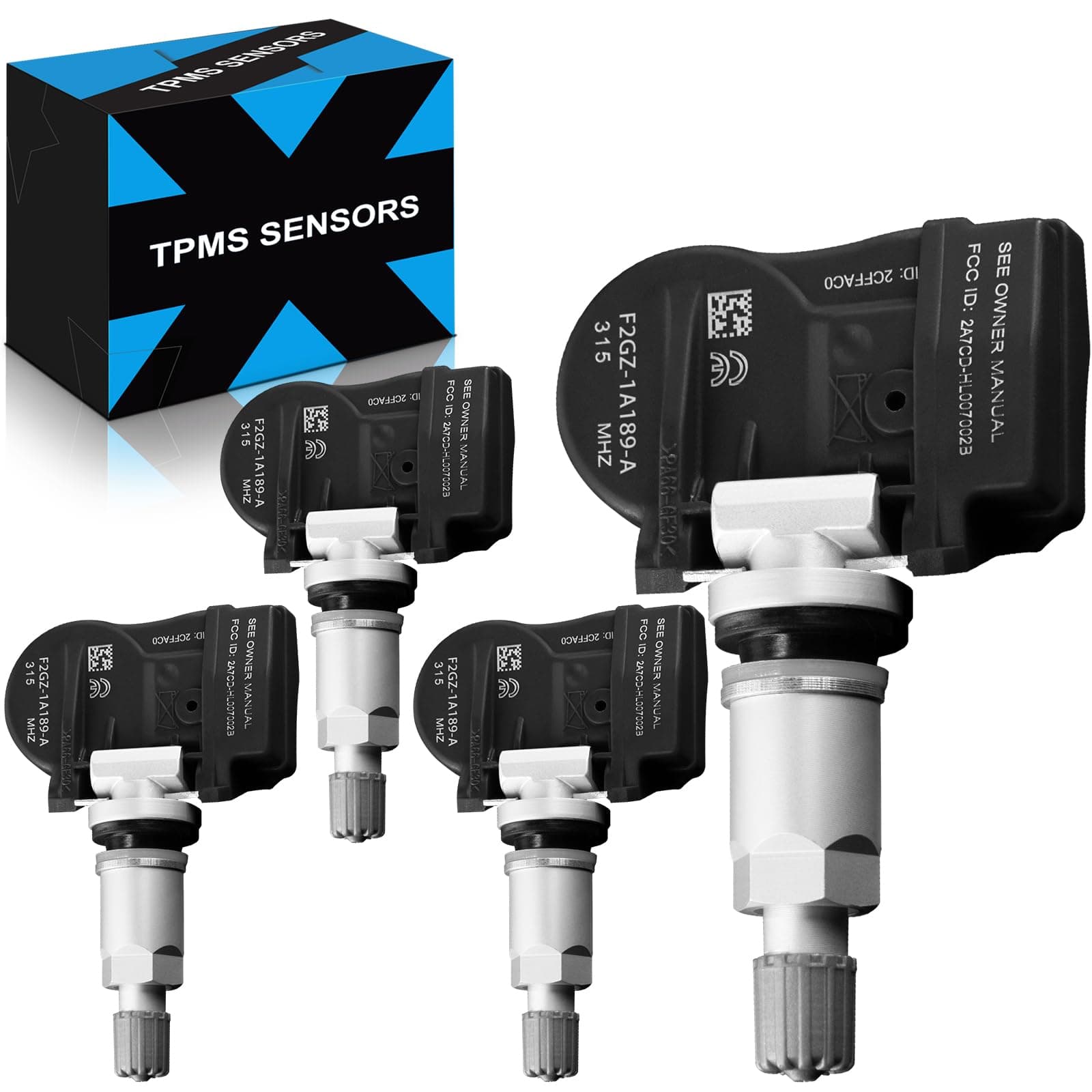 F2GZ1A189A Pre-Programed Tire Pressure Sensor for:-Ford F150 Explorer Fusion Edge Ranger Transit Connect EcoSport Maverick Flex for:-Lincoln MKZ MKX Continental 2016-2021 TPMS 315MHz (4)