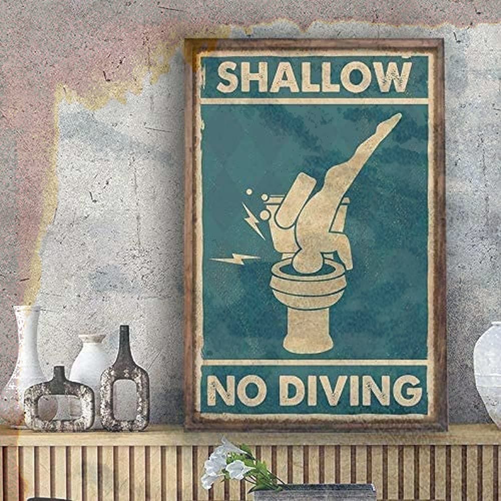 JIANKUN Tin Sign No Diving Funny Toilet Wall Art Decor Gift Vintage Metal Sign