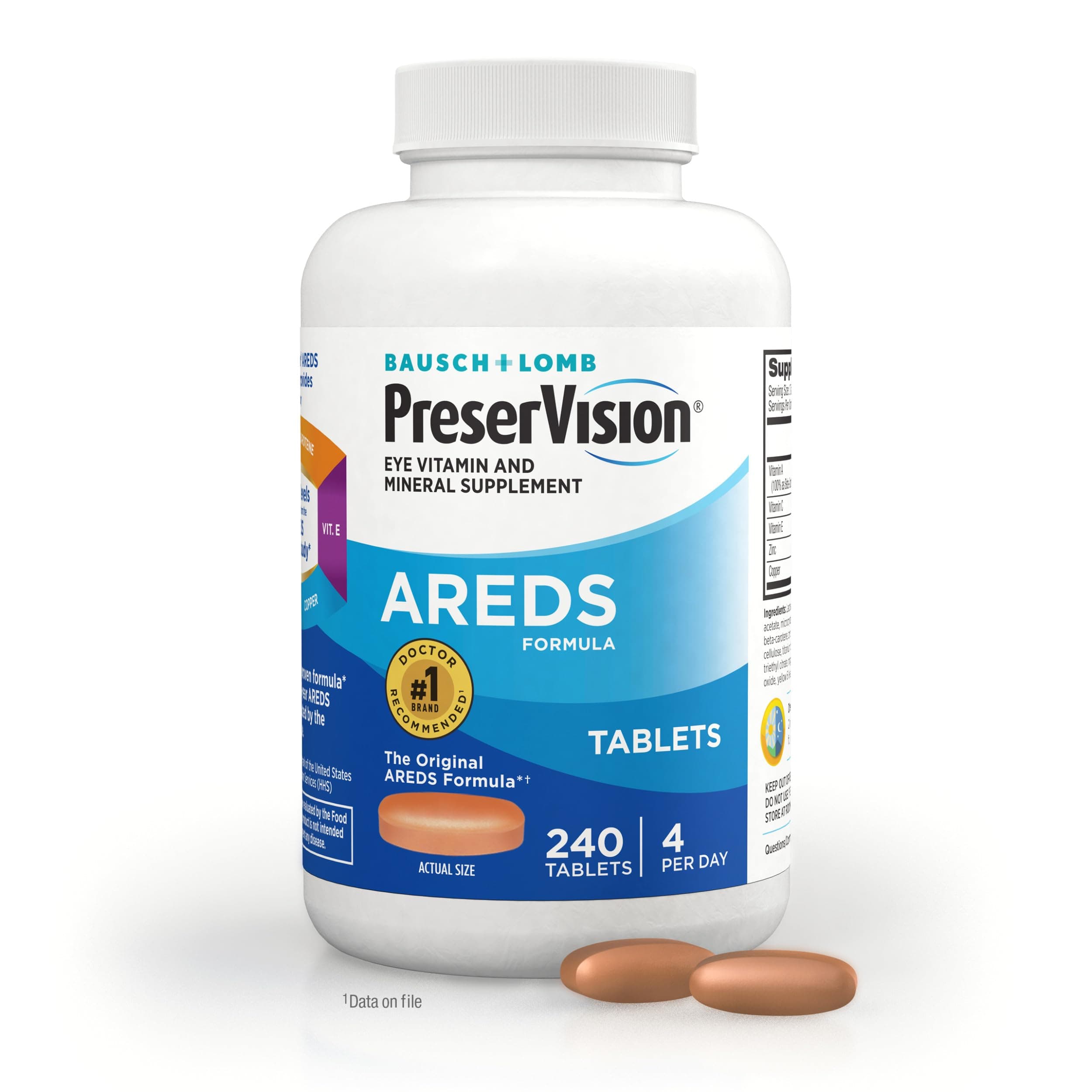 PreserVision AREDS Eye Vitamin & Mineral Supplement, Tablets, 240 Count (Pack of 1), Packaging may vary