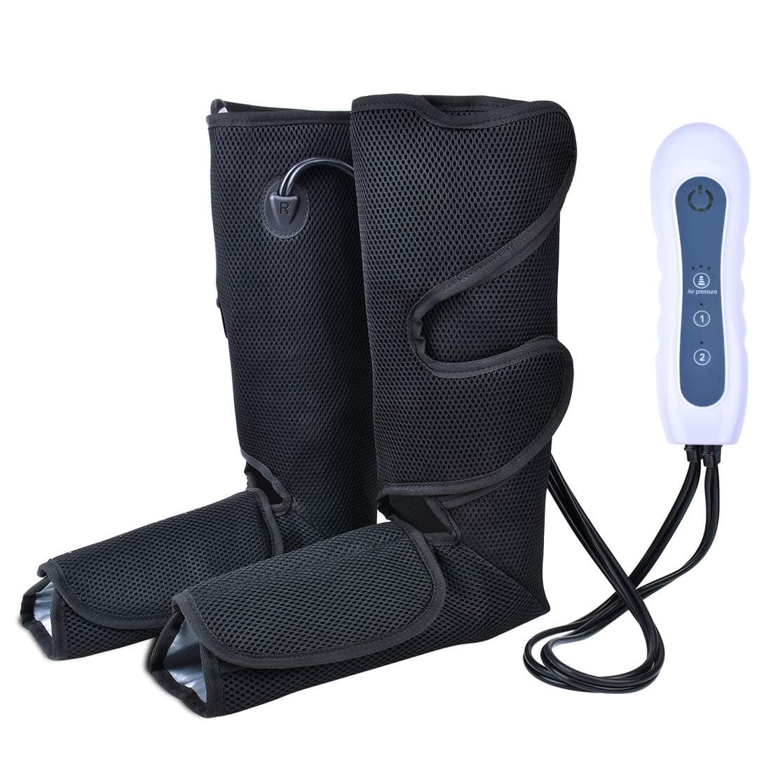 Air Compression Leg Massager for Foot and Calf Massage with Portable Handheld Controller Improve Blood Circulation - 4 Modes & 3 Intensities Portable (Black)