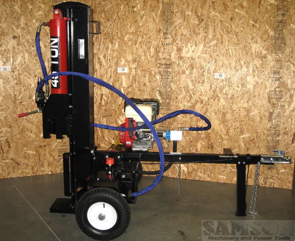 45 Ton, 15HP Hydraulic Gasoline Powered Log Wood Splitter Machine, with Electric Start and 4 Way Splitting Wedge