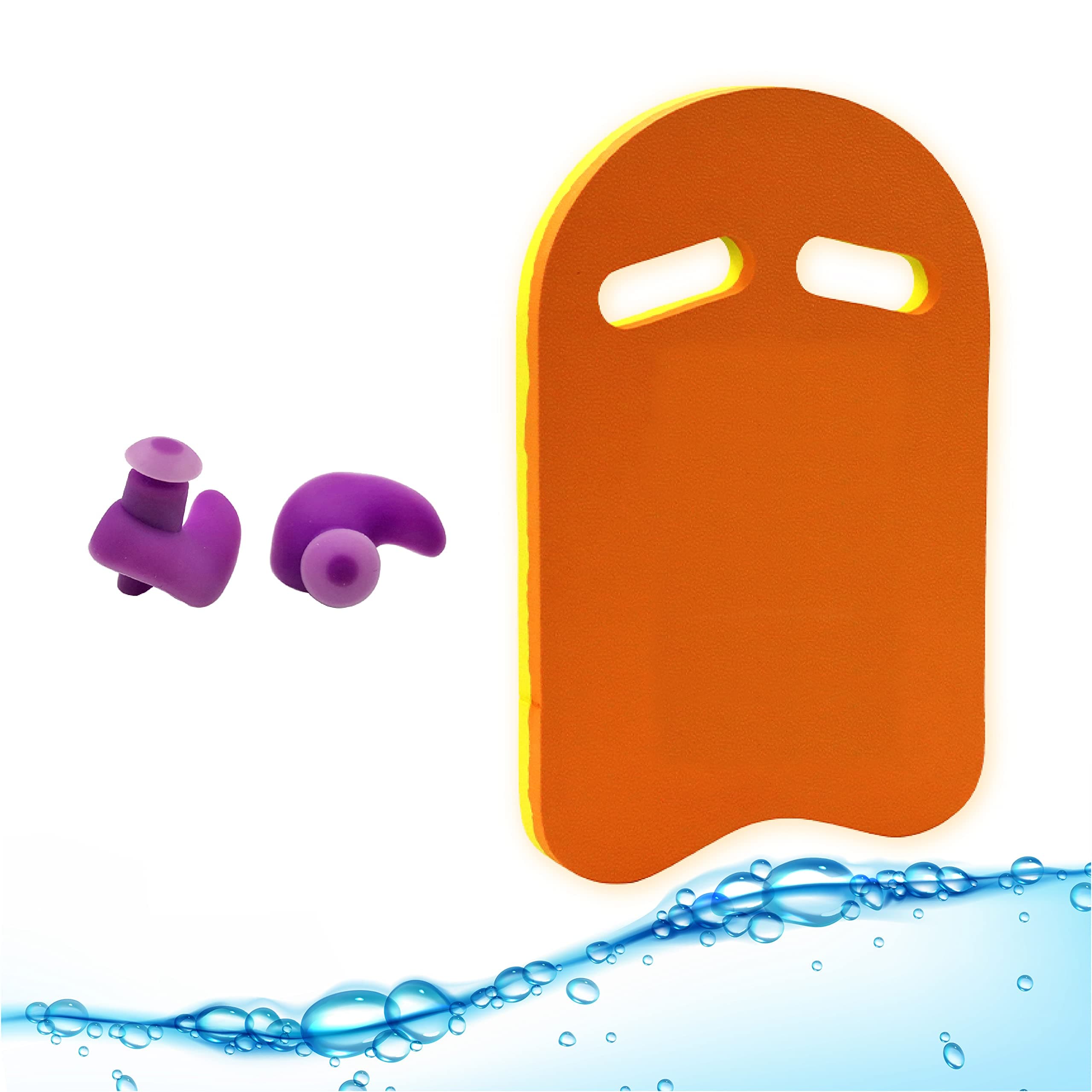 Swimming Board Float Board - Swim Training Tool for Kids & Adults - Pool Accessories EVA Foam Kick Board with Waterproof, Reusable, Silicone Ear plugs