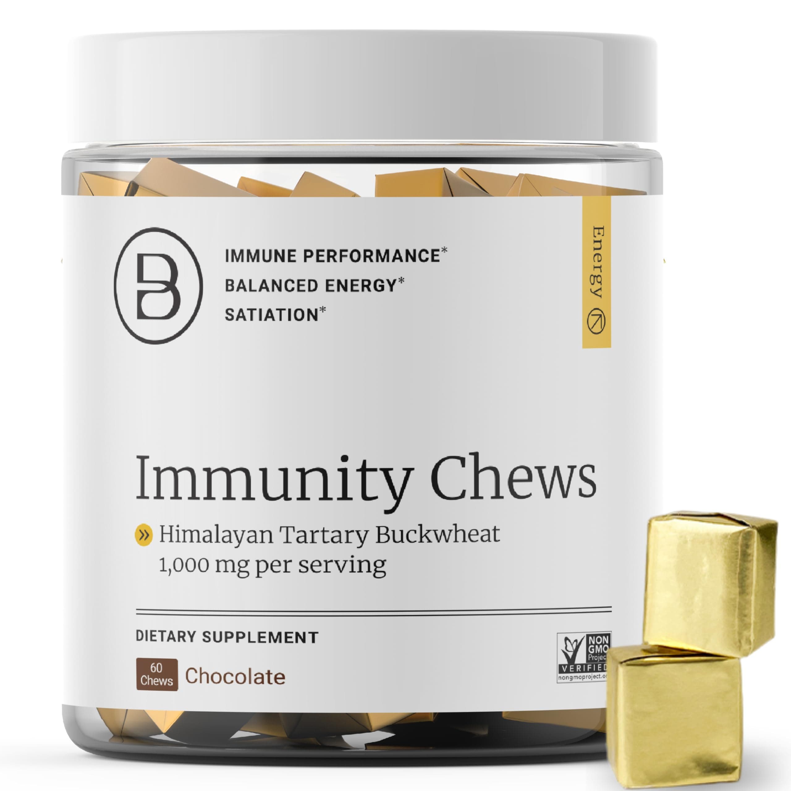 - HTB Immunity Chews – Organic Himalayan Tartary Buckwheat Supplement to Support Natural Energy & Immune Function - Chocolate Flavor with Zinc, Magnesium & Vitamins (60 Chews)