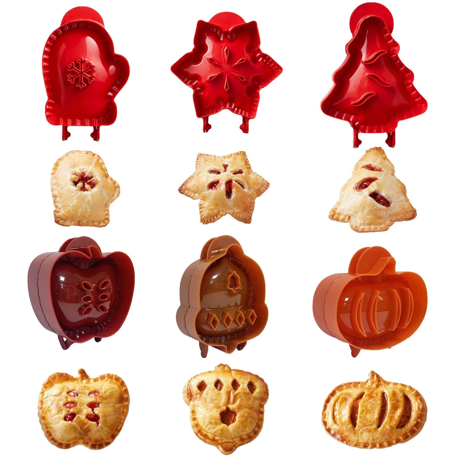 2025 Christmas 6PCS Hand Pie Molds for Baking Mini Pie Maker for Christmas Party Baking Supplies Party Dough Presser Pocket Pie Molds