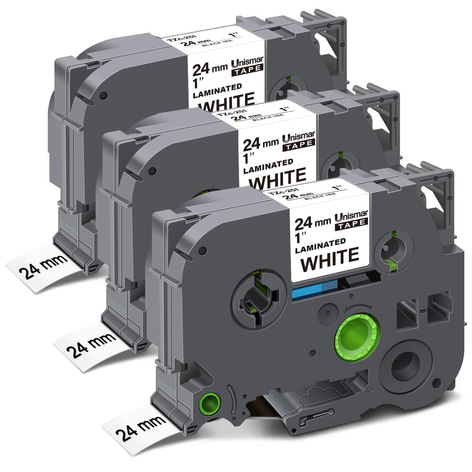 - Unismar Tz Tape 24mm 0.94 Laminated White Compatible Label Tape Replacement for Brother PTouch TZe-251 TZ 251 TZe251 Use for PT-D600 PT-P700 PT-2430PC PT-D600VP PT-D800W PT-P900W, 1" x 26.2', 3-Pack
