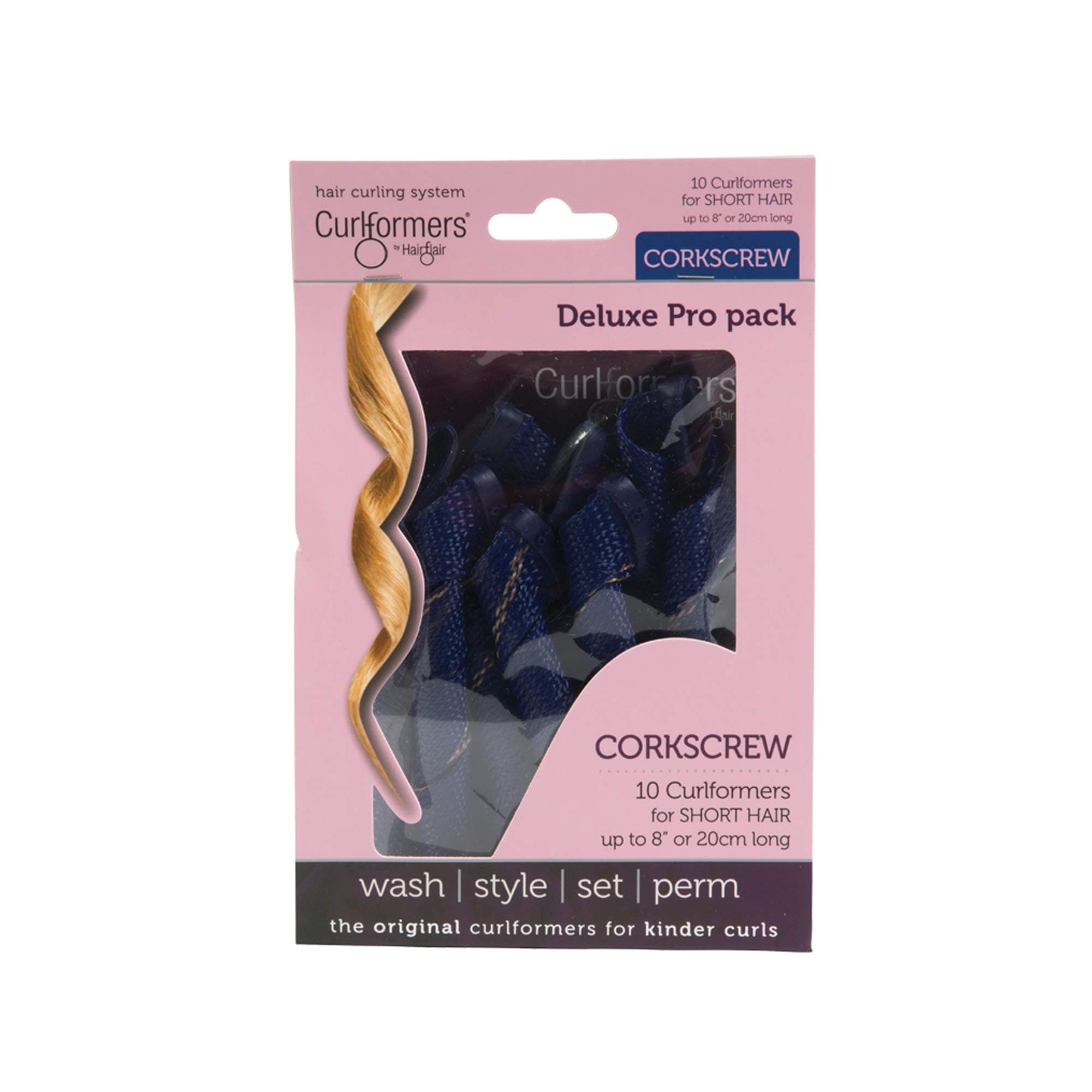 Curlformers Hair Curlers Deluxe Range Short Corkscrew Curls Top Up Pack, 10 No Heat Hair Curlers (Styling Hook not included), for short hair up to 8" (20cm) long