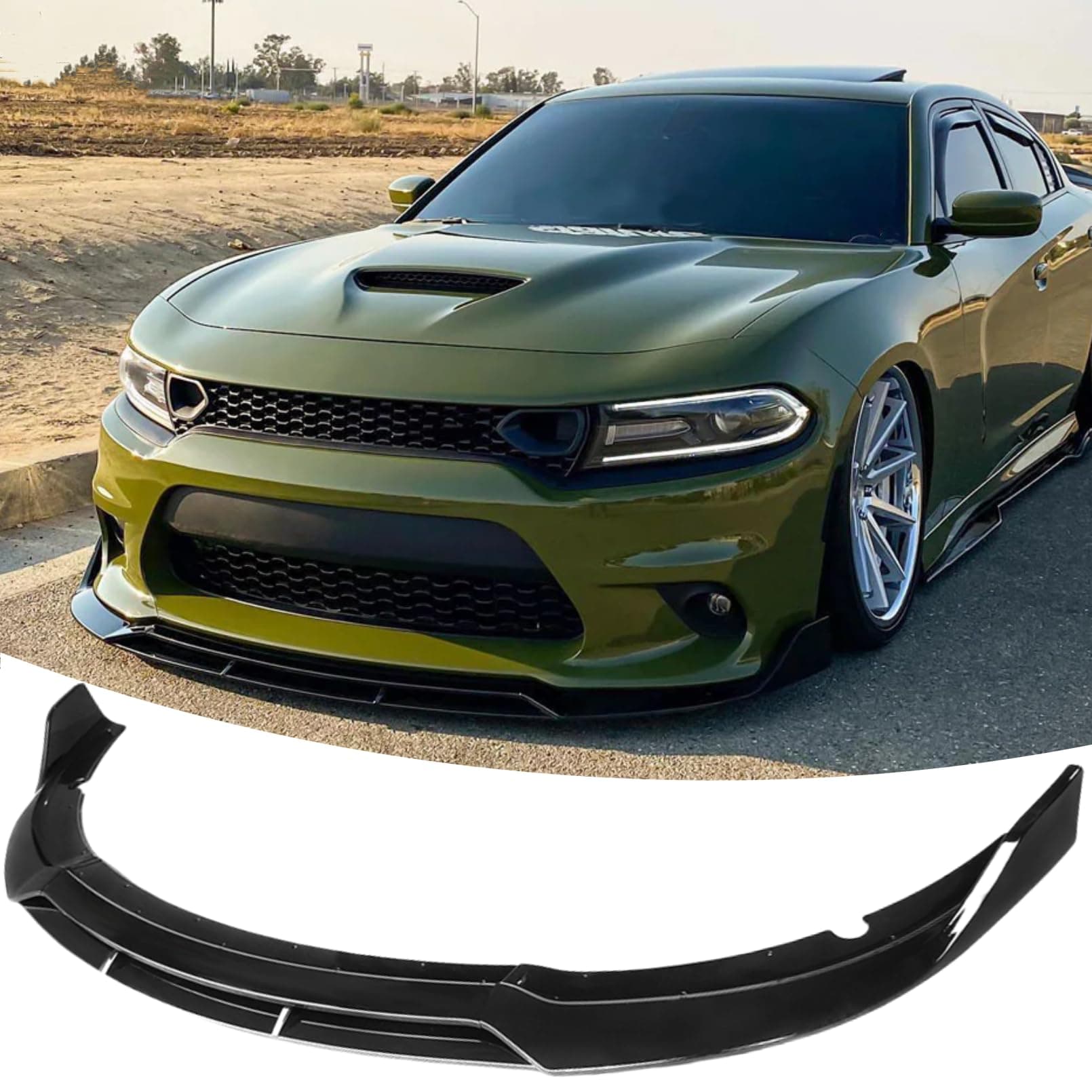 Front Bumper Lip Splitter Spoiler Fit for Dodge Charger SRT Hellcat/RT Scat Pack/Daytona/RT 392 2015-2023 Accessories Air Chin Body Kit (Gloss Black)