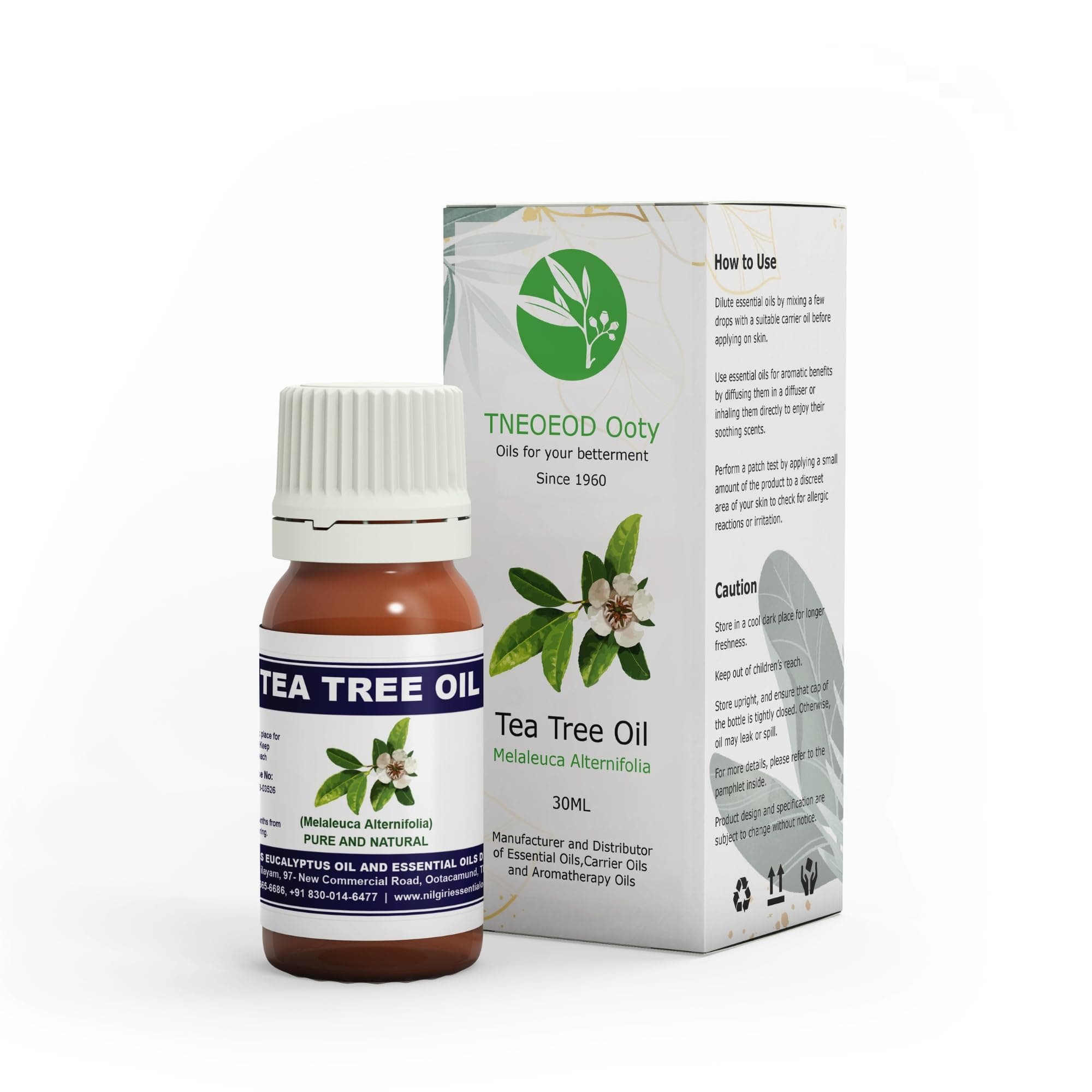 TNEOEOD Ooty Tea Tree Essential Oil,100% Pure ,Therapeutic Grade,Steam Distilled,Essential Oil for Skin,Hair,Acne (Undiluted) 30ml (Pack of 1)