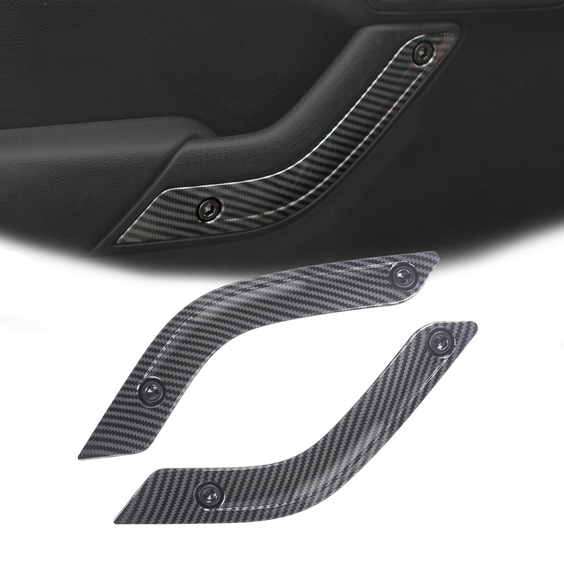 Interior Door Grab Handle Inserts Cover Trim for 2011-2018 Jeep Wrangler JK JKU Sports Sahara Rubicon & Unlimited Interior Accessorie Replace 1RC72JAHAD 1RC72JAHAE, Left & Right, Carbon Fiber