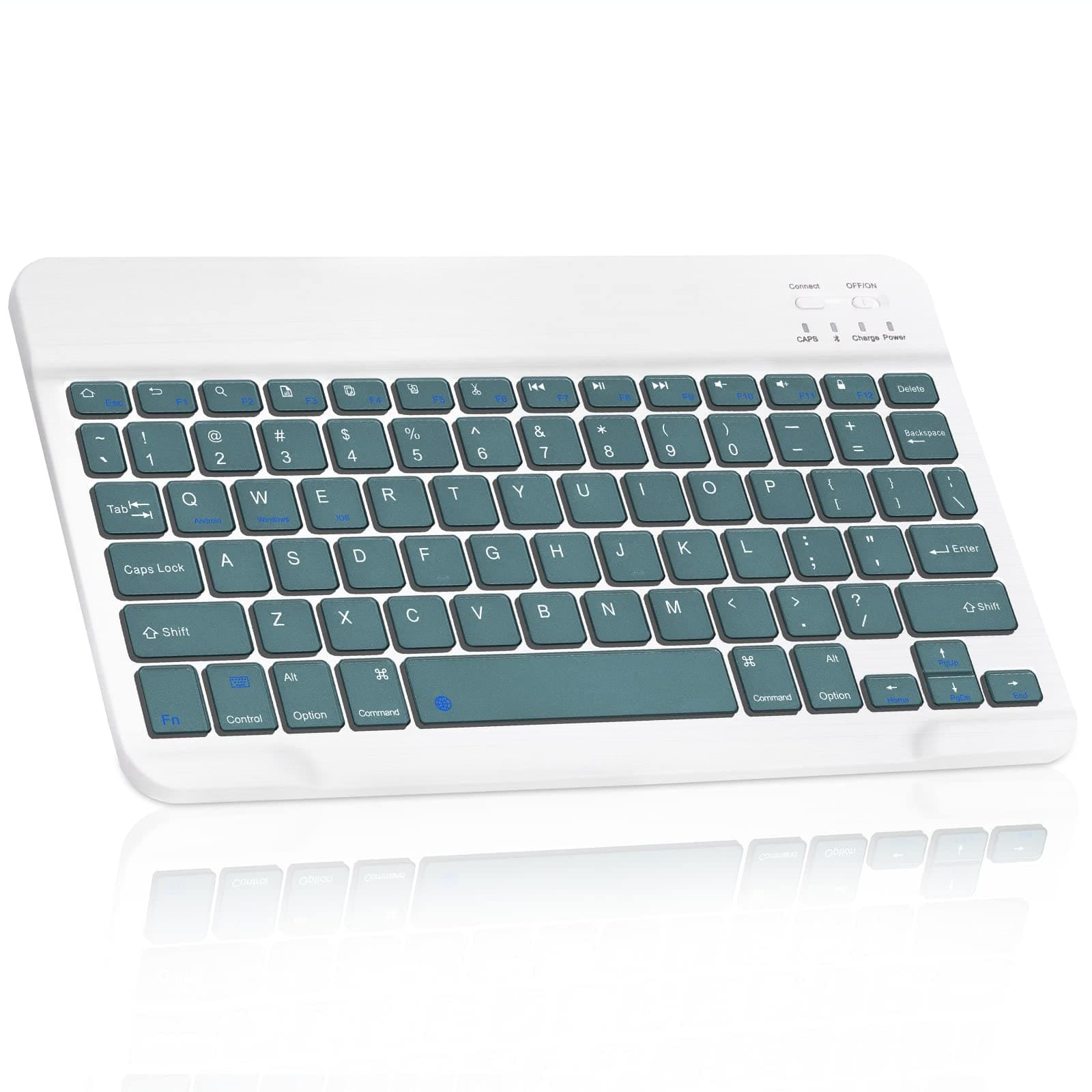 Ultra-Slim Bluetooth Rechargeable Keyboard for ‎Soulaca ‎WL270FS-M and All Bluetooth Enabled iPads, iPhones, Android Tablets, Smartphones, Windows pc -Pine Green