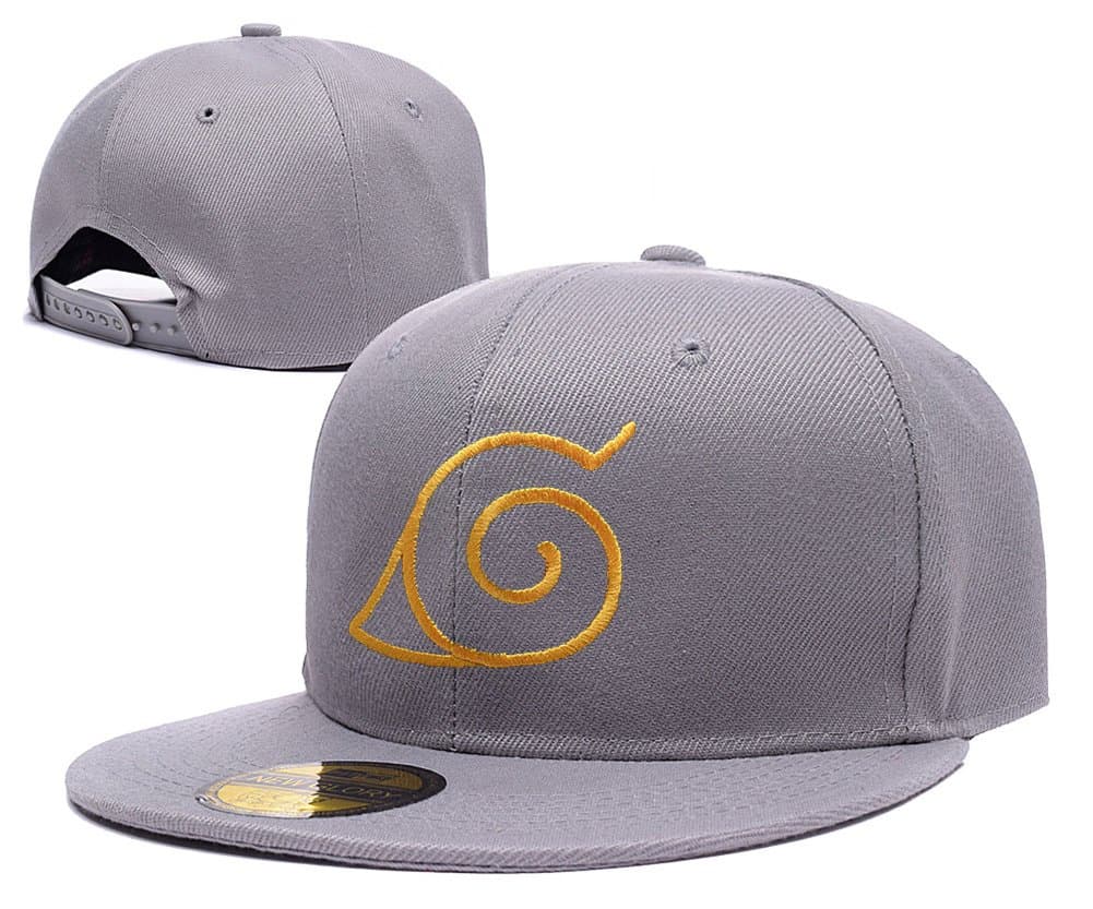 JIUWEI Naruto Konoha Logo Adjustable Snapback Embroidery Hats Caps - Grey