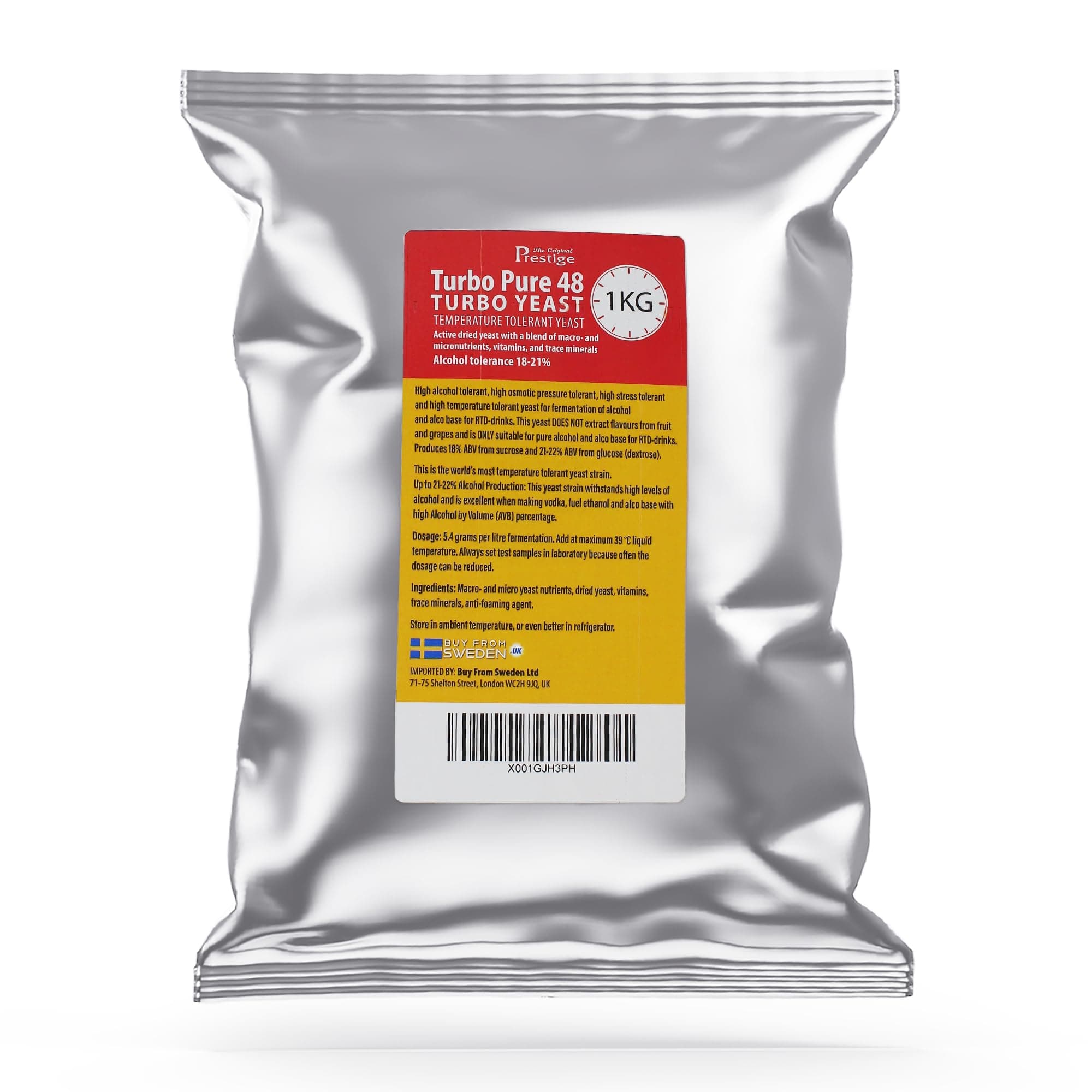 48時間ターボピュア酵母 18% - 1kg - 自家醸造活性酵母化合物 ピュア、すぐに飲めるアルコールベースなど