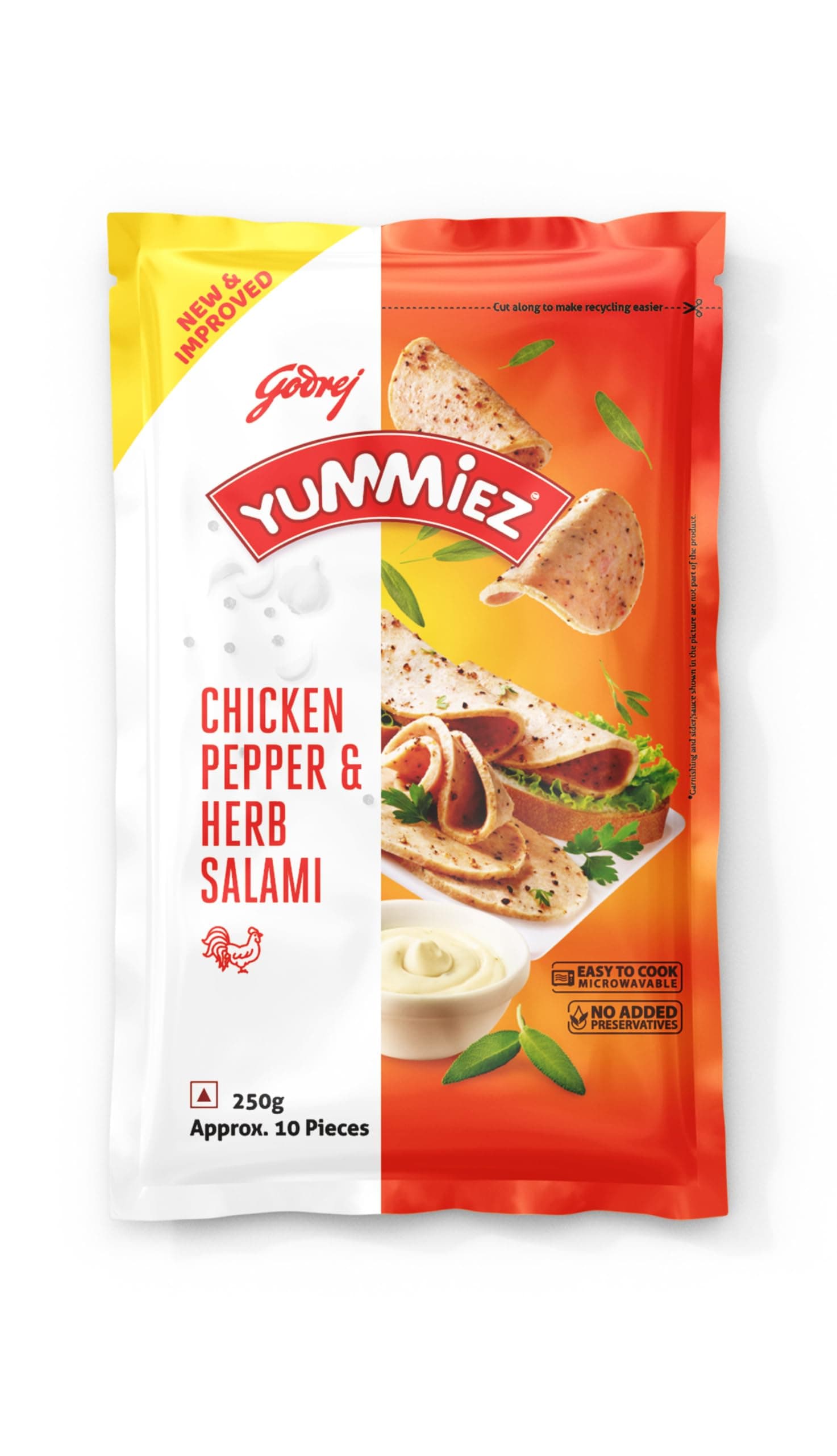 Yummiez Salami Chicken - Pepper and Herb, 250g Pouch