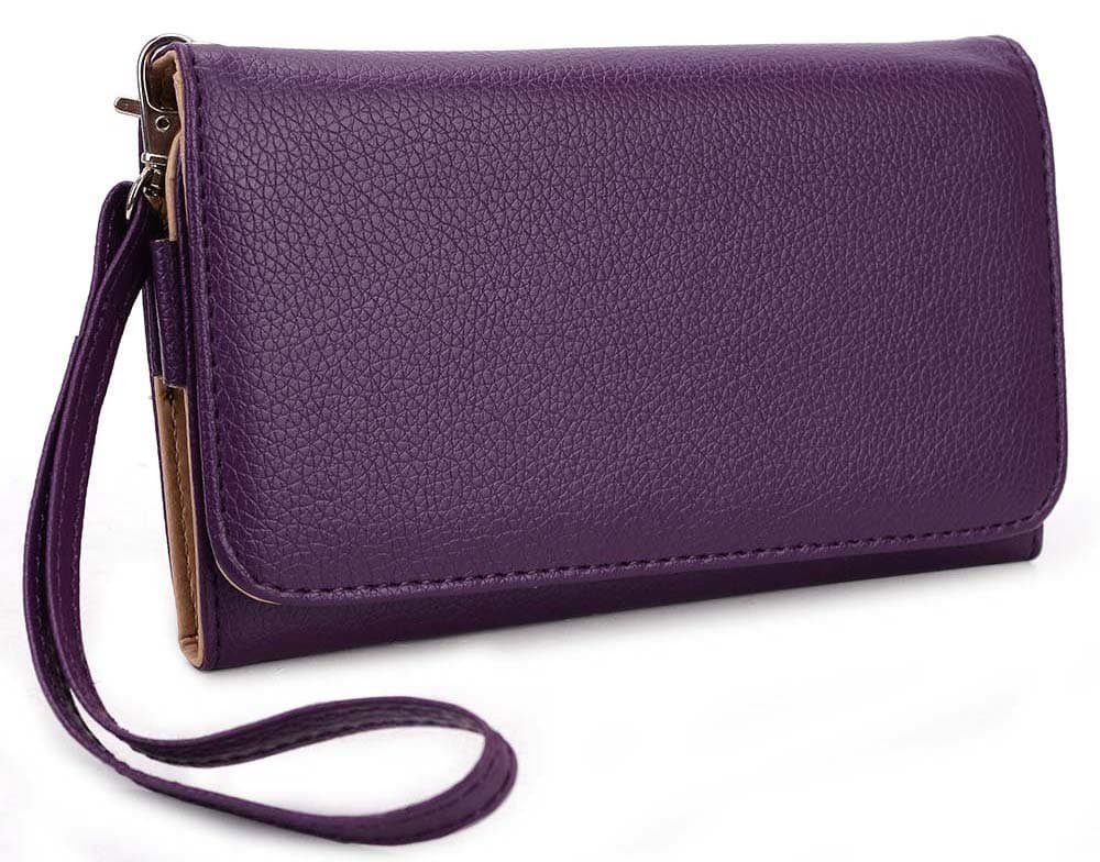 Purple Universal Smarphone Wristlet Wallet for Huawei Ascend Mate Mobile