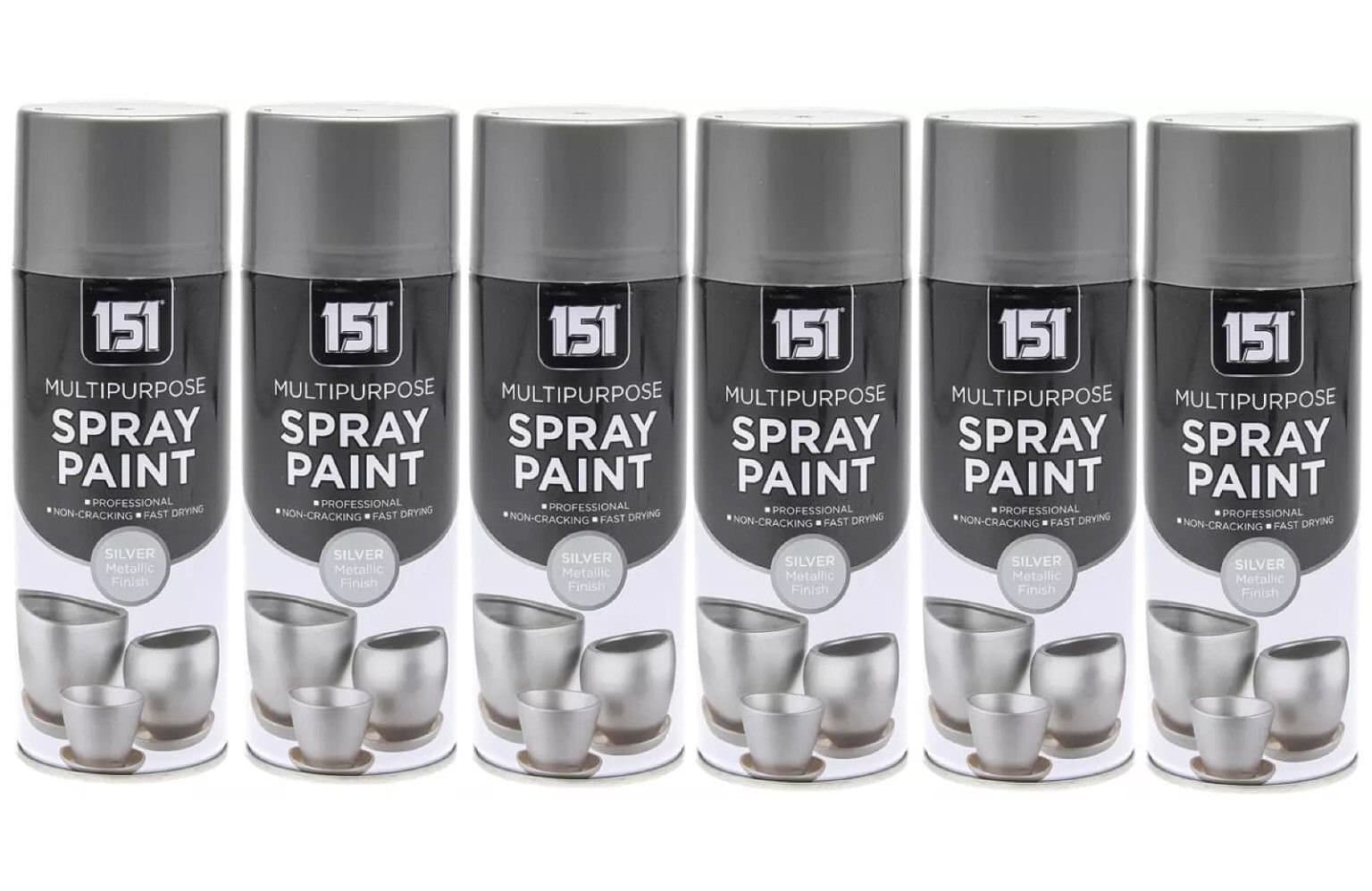 Silver Metalic Finish – 1 x 400ML MULTIPURPOSE SPRAY PAINT DECORATIVE INTERIOR EXTERIOR PAINT FAST DRYING-SZL